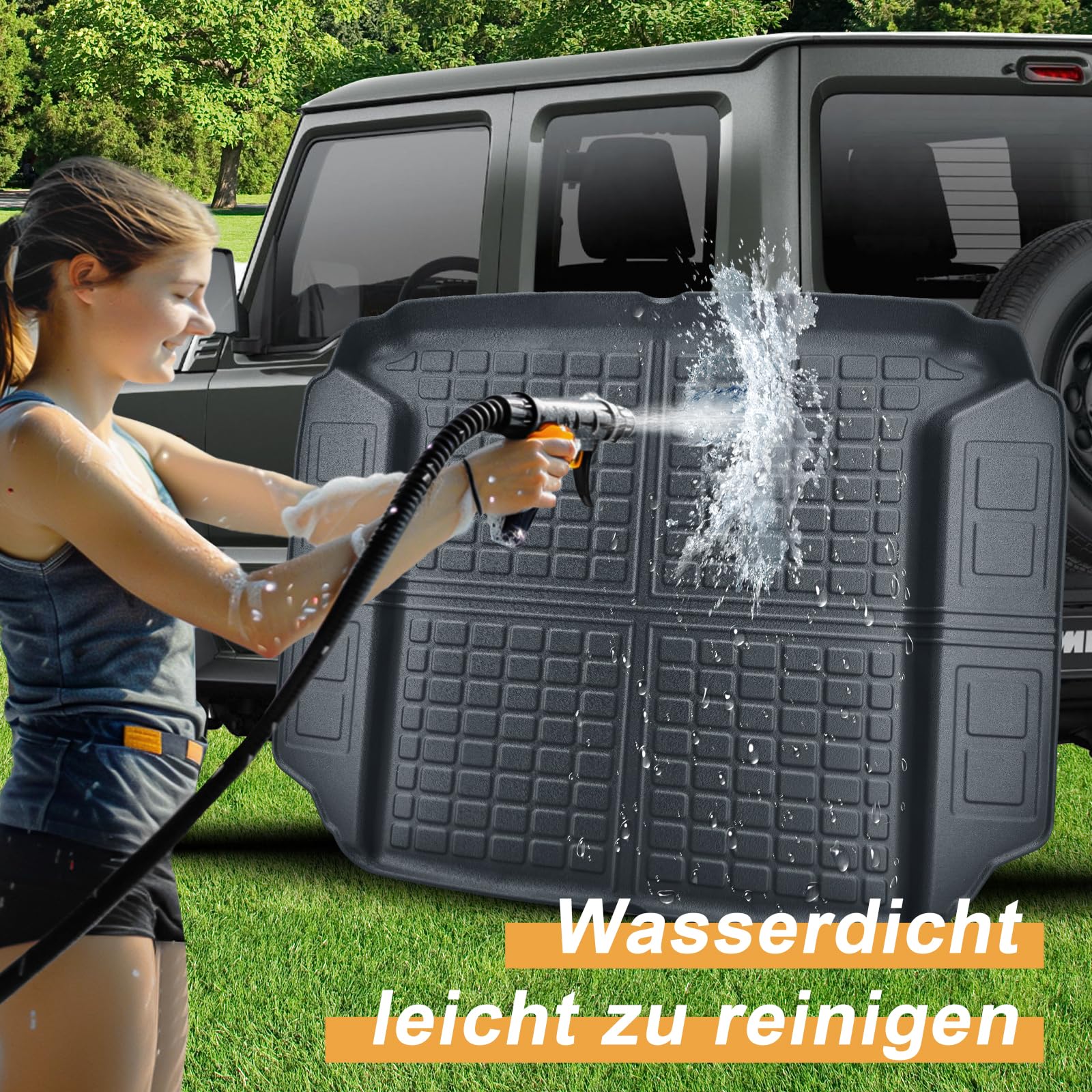 ECOZEN Wanna do bagażnika do Suzuki Jimny JB64/ JB74 2021-2025 (2-osobowa), TPE, na każdą pogodę, oryginalna mata do bagażnika 3D, wodoszczelna, odporna na zużycie, wysokie dopasowanie, wysoka krawędź