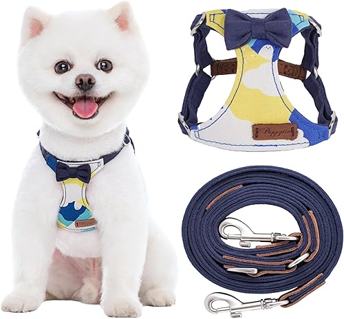 Miniatura 14 de Arnés sin tirones para perro, con correa multifunción, pechera suave y ajustable para mascota, no ahorca, chaleco a prueba de escape, con moño