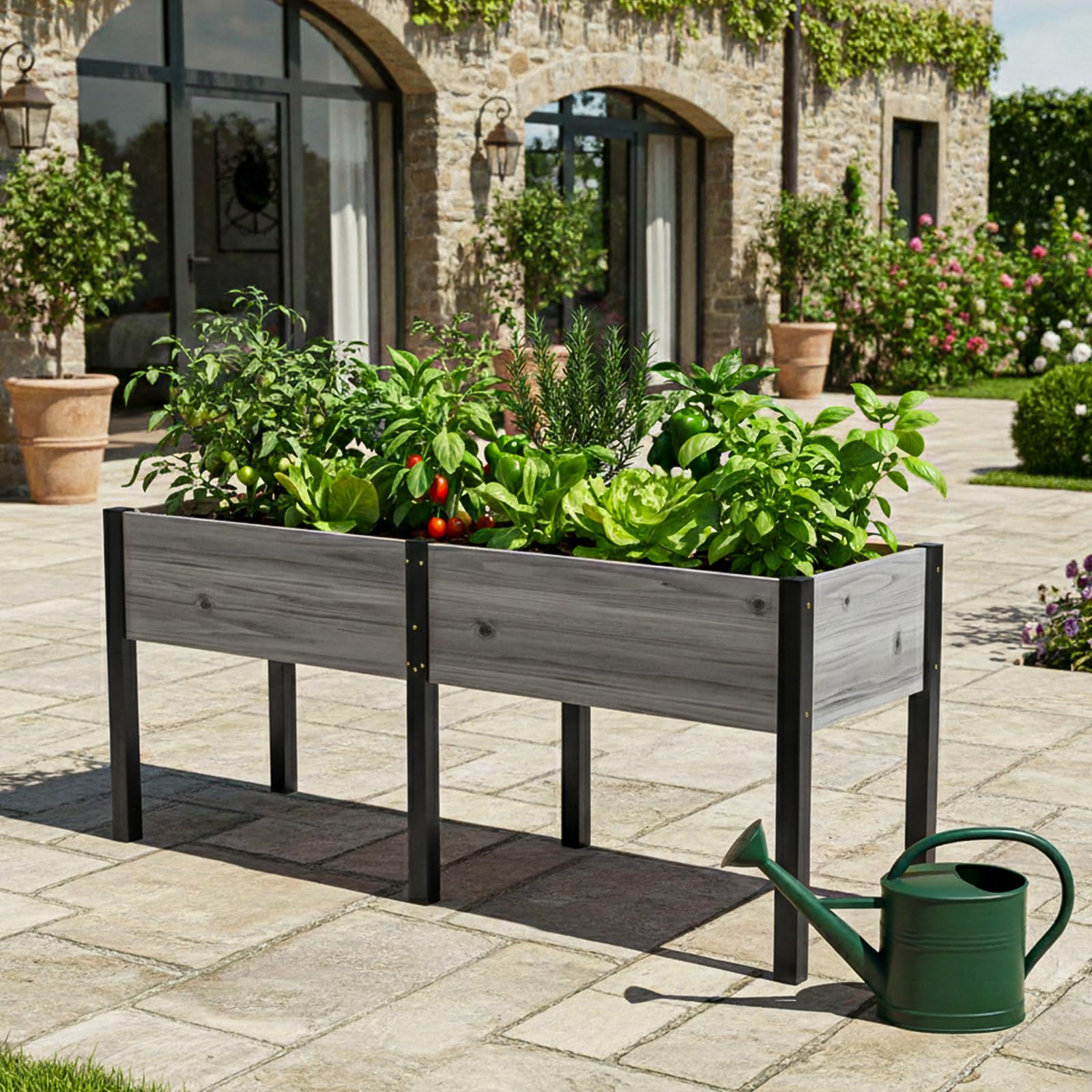 Hochbeet aus Holz - 180x60x80cm Großes Erhöhtes - Modern & Extrem Stabil Pflanzkasten & Blumenkasten - Pflanzbeet Kräuterbeet Blumenbeet für Garten Balkon Terrasse