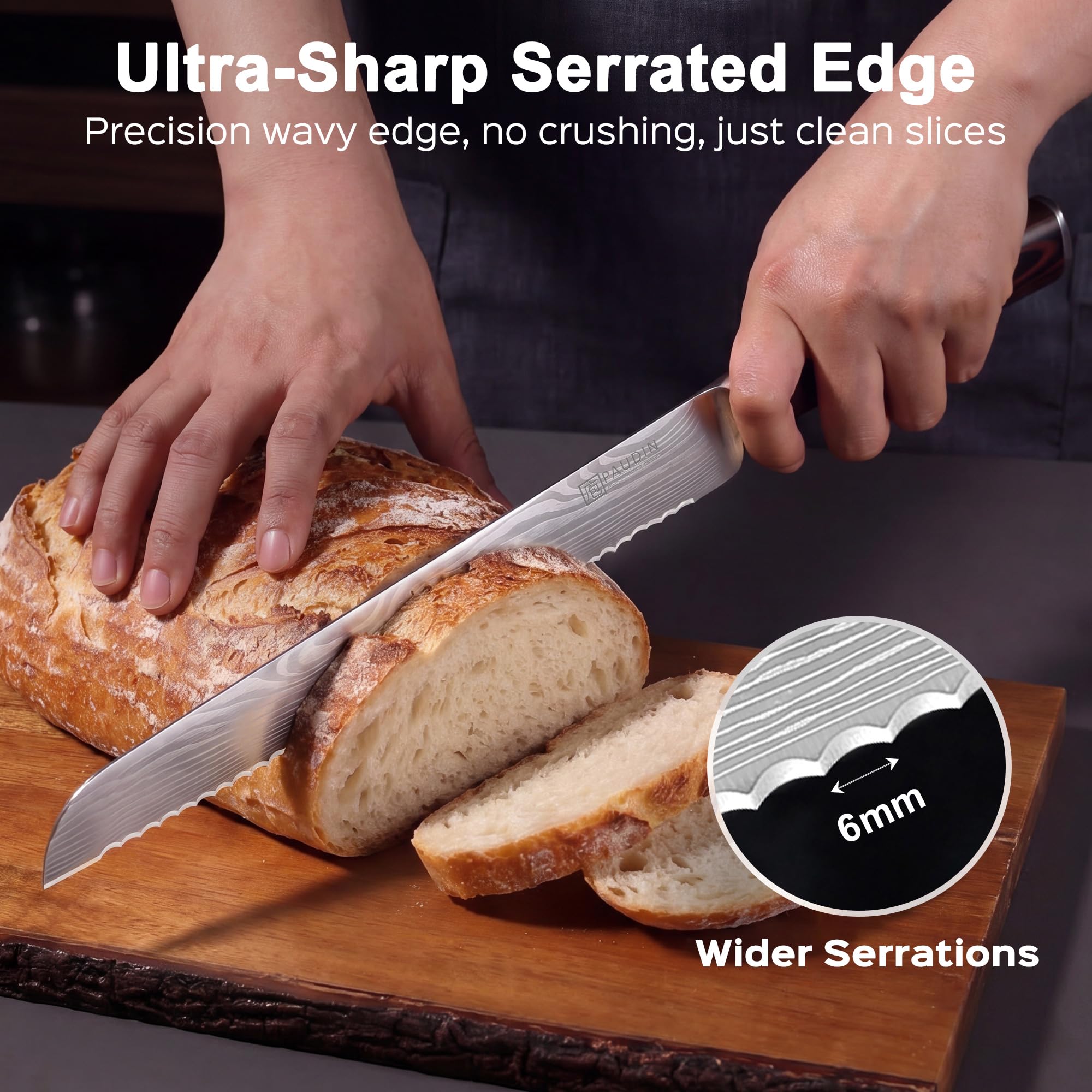 PAUDIN Bread Knife, 10 inch Serrated Knives, Bread Knife for Homemade Bread — Amazon image 2
