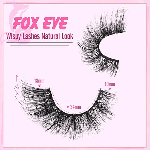 Miniatura 3 de Pestañas postizas de ojo de gato, aspecto natural, pestañas falsas de visón sintético, pestañas de manga finas, pestañas esponjosas, tira de