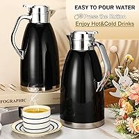 Vista 5 de Tioncy 2 piezas de café térmico de 78 onzas, dispensador de agua caliente, jarra de acero inoxidable para café líquido caliente, té, leche con 2