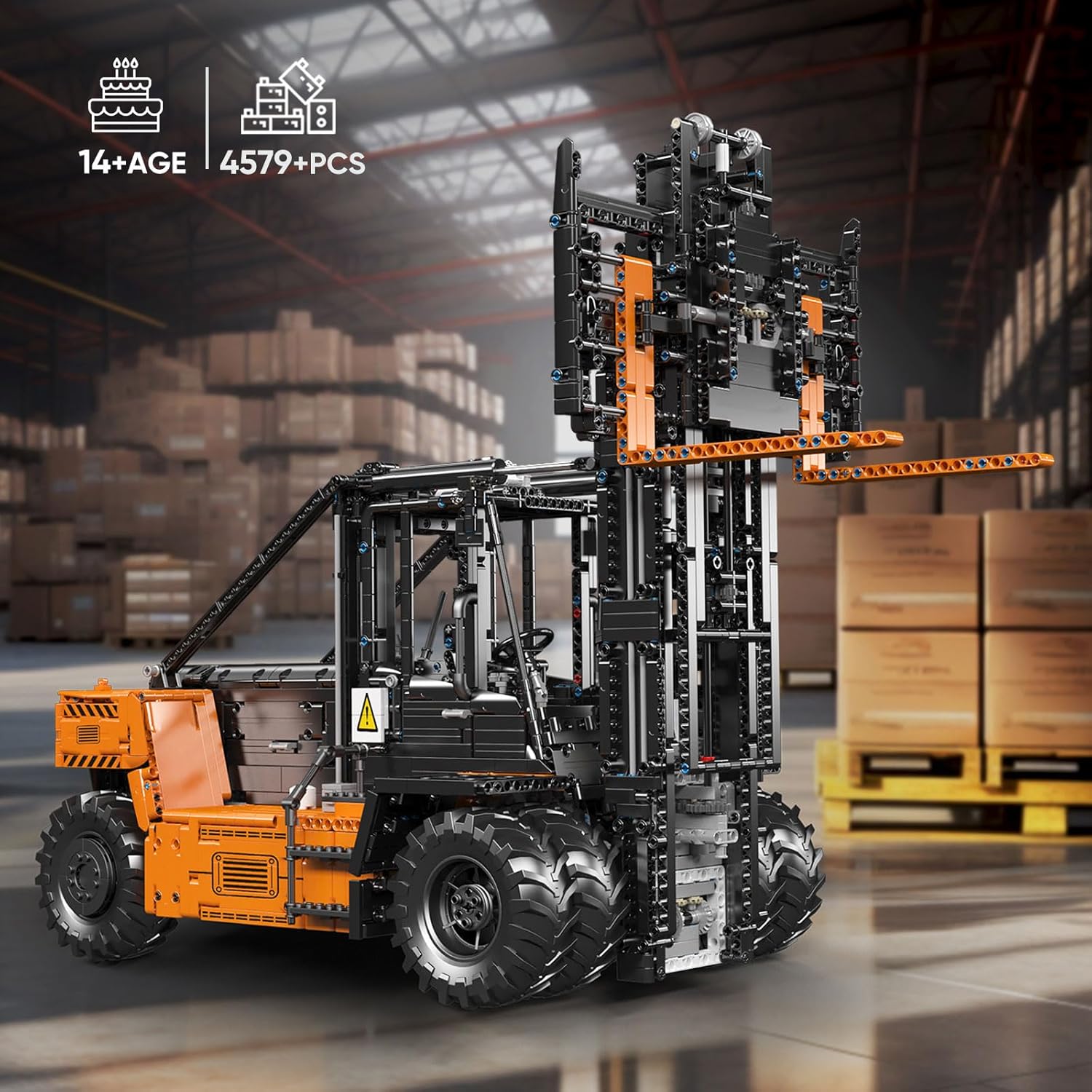 Mould King 17044 Heavy-Duty Forklift Truck Building Block Kit, MOC Construction Machinery Building Block Set, RC Shelf Lifted Truck for Adult, 4579 Pieces