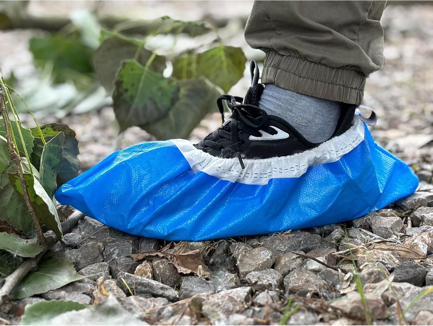 Heavy Duty Shoe Covers Disposable, Thick 0.38 0z, Premium Waterproof Dustproof Non-Slip Shoe Booties, Durable Booties Covers for Indoors & Outdoor,One Size Fits Most -100(50Pairs)