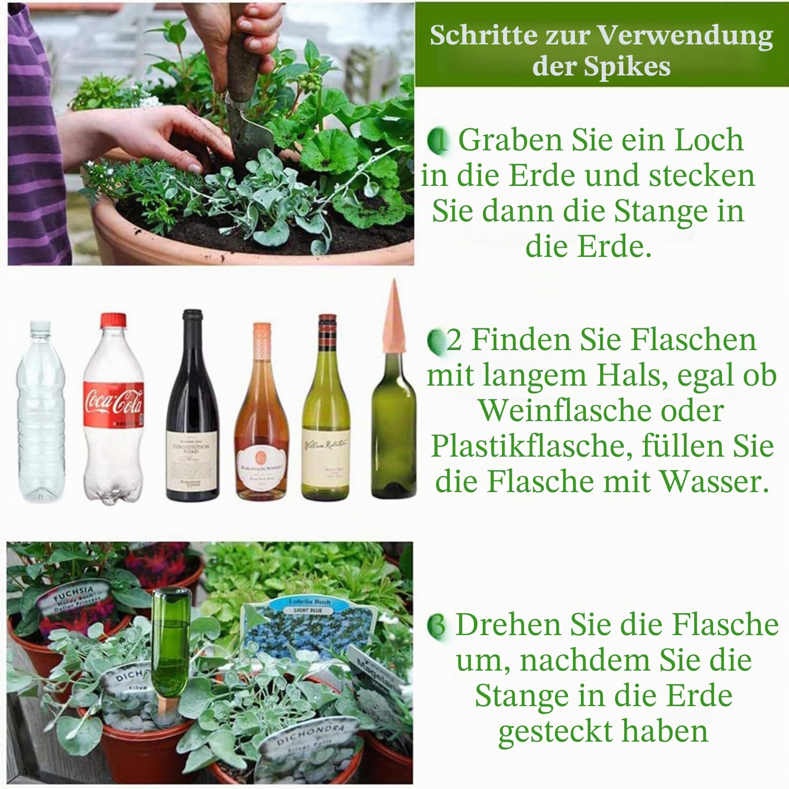 8 Stück Automatisch Bewässerung Set, Selbstbewässerung Spike, Pflanzen Wasserspender, Automatische Pflanzenbewässerung Ausrüstung, Einstellbar Bewässerungssystem, Für Innen- und Außenpflanzen