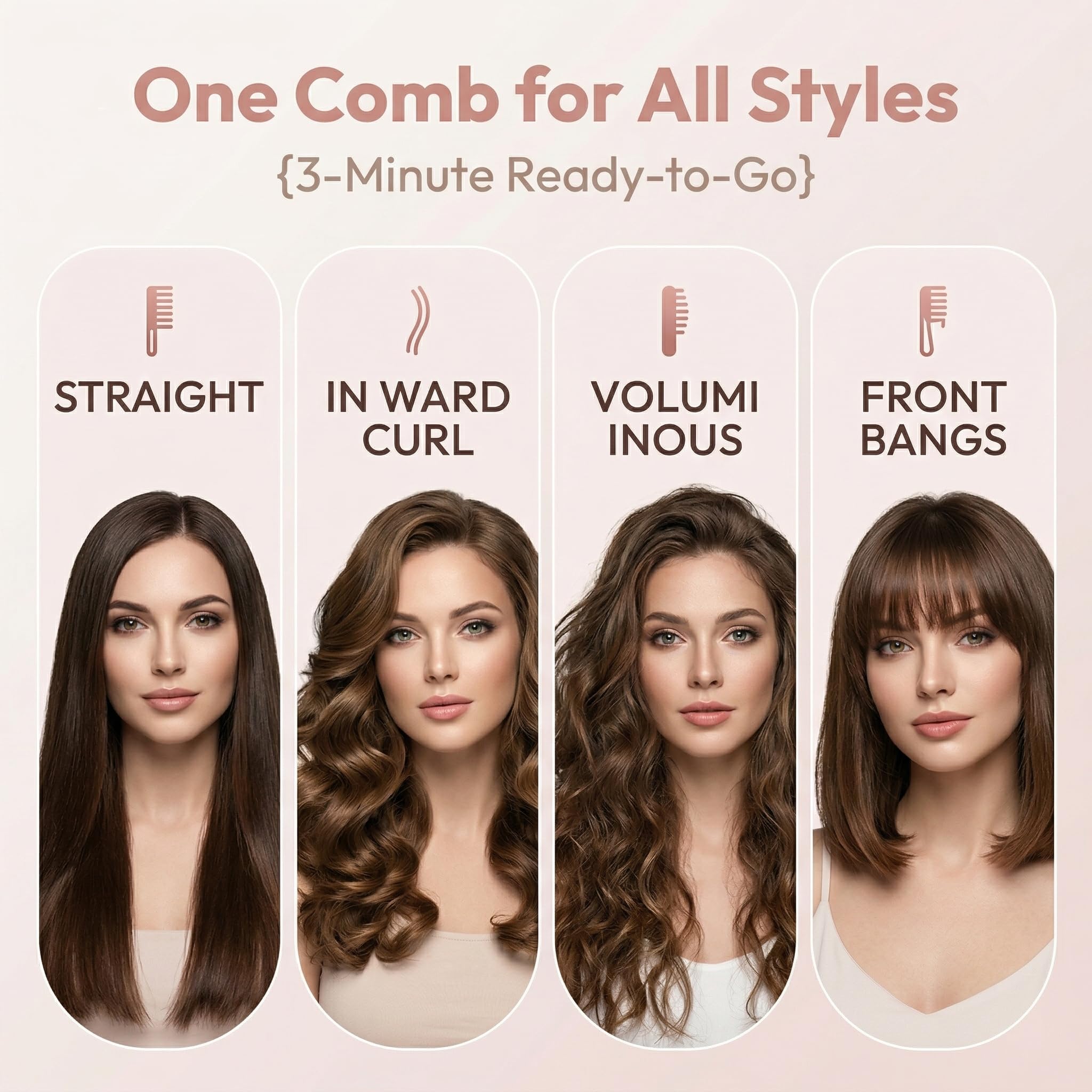 Go Brush - Pro for Short Hair - 2026 Upgraded Cordless Straightening Brush with 30s Fast Heat, 4 Temperature Settings, Ionic & Ceramic Care, 4000mAh USB-C Rechargeable for Frizz-Free Styling (Pink) — view 6