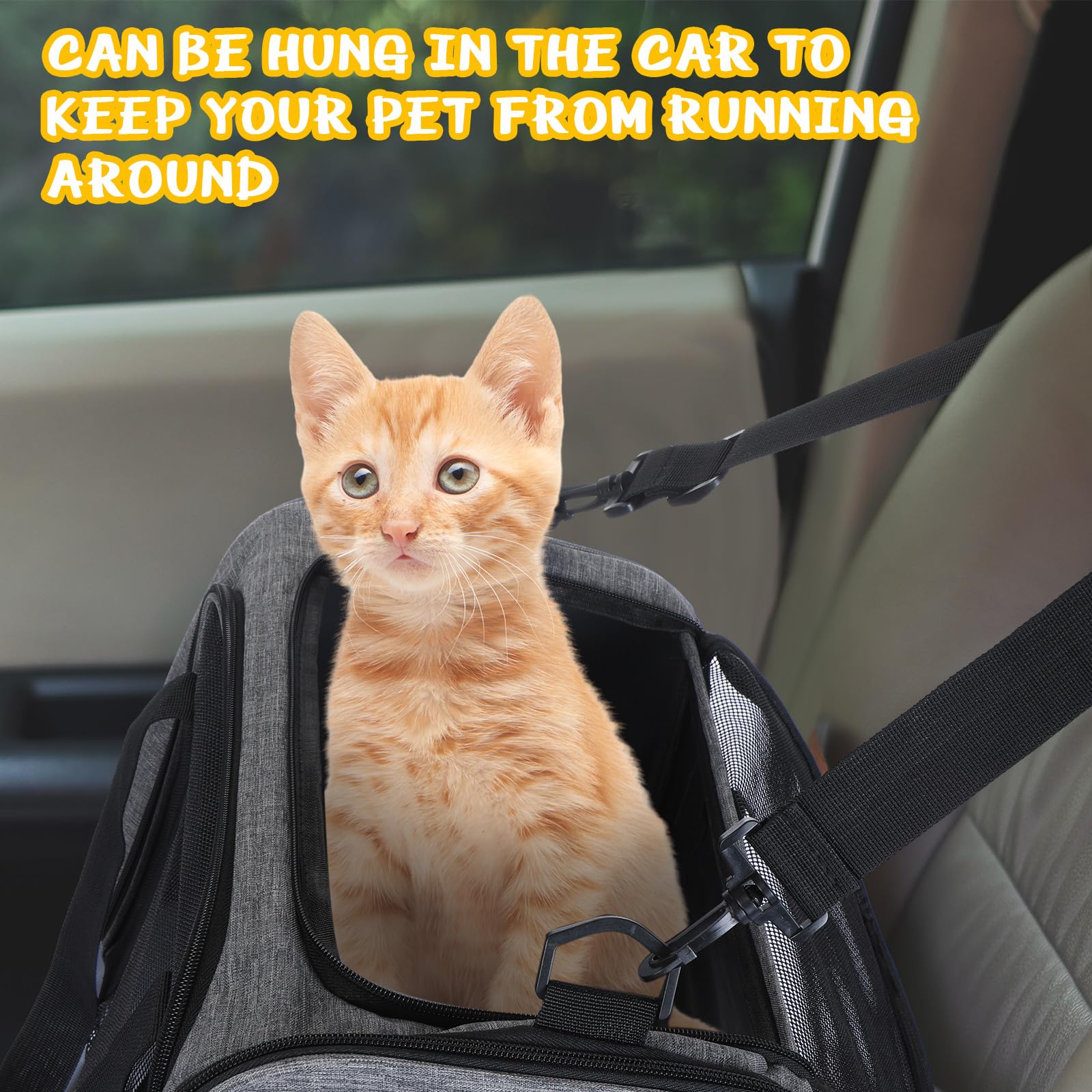 Aliceset 2 transportadores para gatos de lados suaves de 17 x 11 x 11 pulgadas, bolsa de transporte de mascotas aprobada por aerolíneas, plegable, suministros para gatitos pequeños, cachorros, viajes