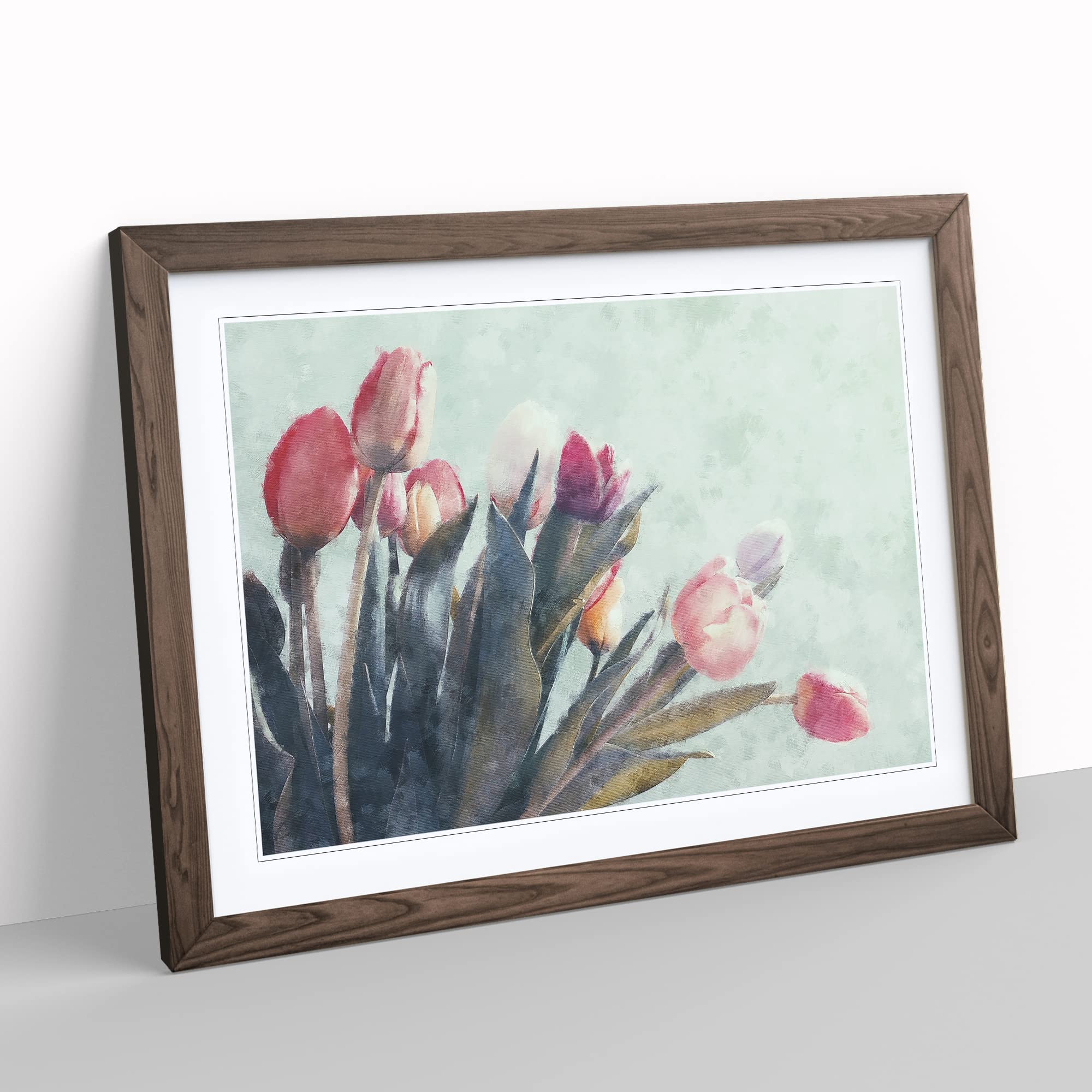 Bunch Of Pink Tulips Painting Modern Art Framed Wall Art Print - Image 2