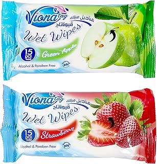 مناديل مبللة خالية من الكحول والبارابين بدرجة حموضة متوازنة متعددة الروائح فيونا تاج 18 قطعة 15 منديل