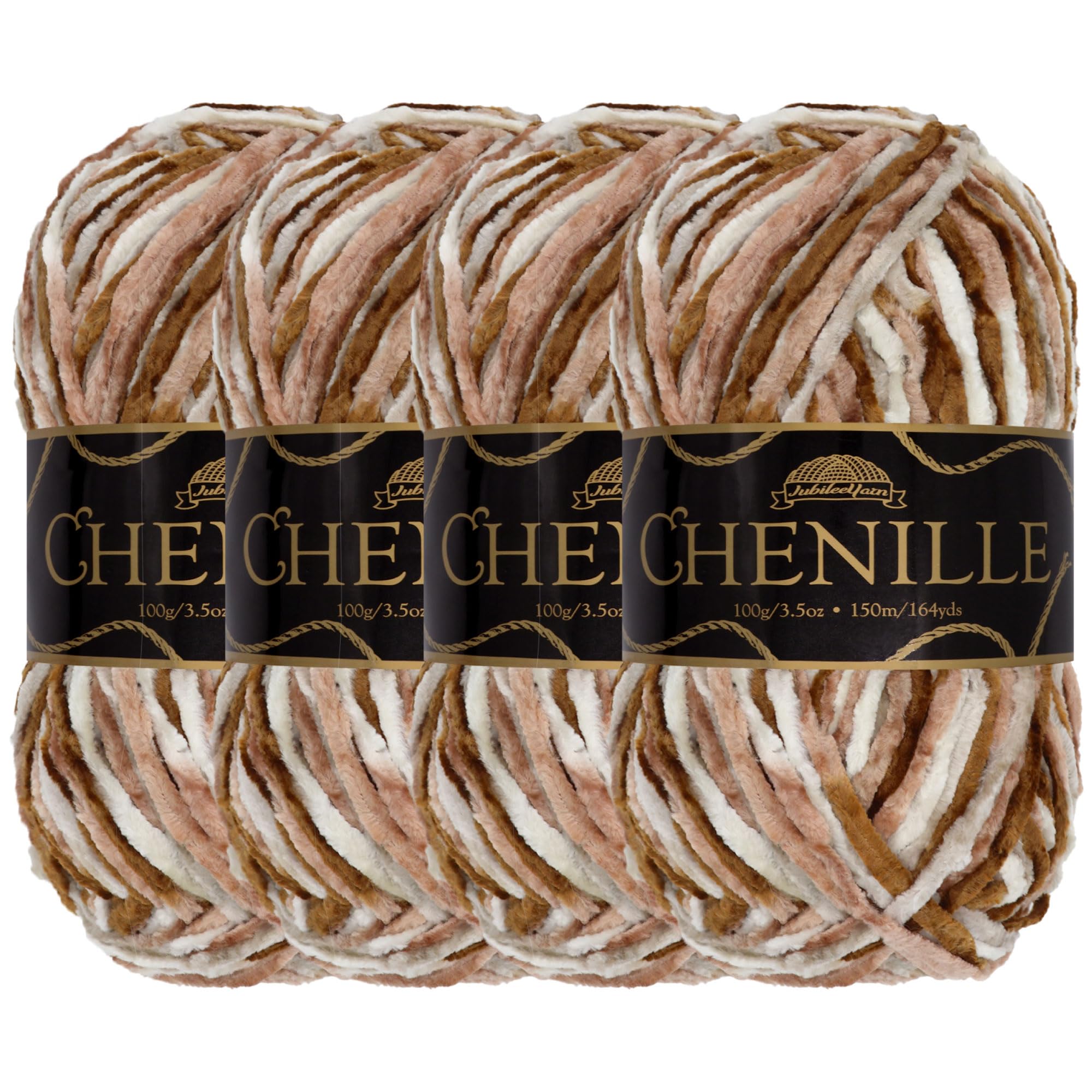 BambooMN JubileeYarn Chenille Yarn - Worsted Polyester - 100g/Skein - Lemuria - 4 Skeins, 219 Lemuria