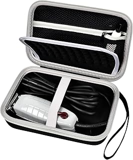 Comecase Hair Trimmer Case for Andis T-Outliner 04780/04710/04603/04775 | PU Shell, Padded Divider and Mesh Pocket Protect and Organize Blades, Combs and Oil; Detachable Hand Strap, Black+Black Inner