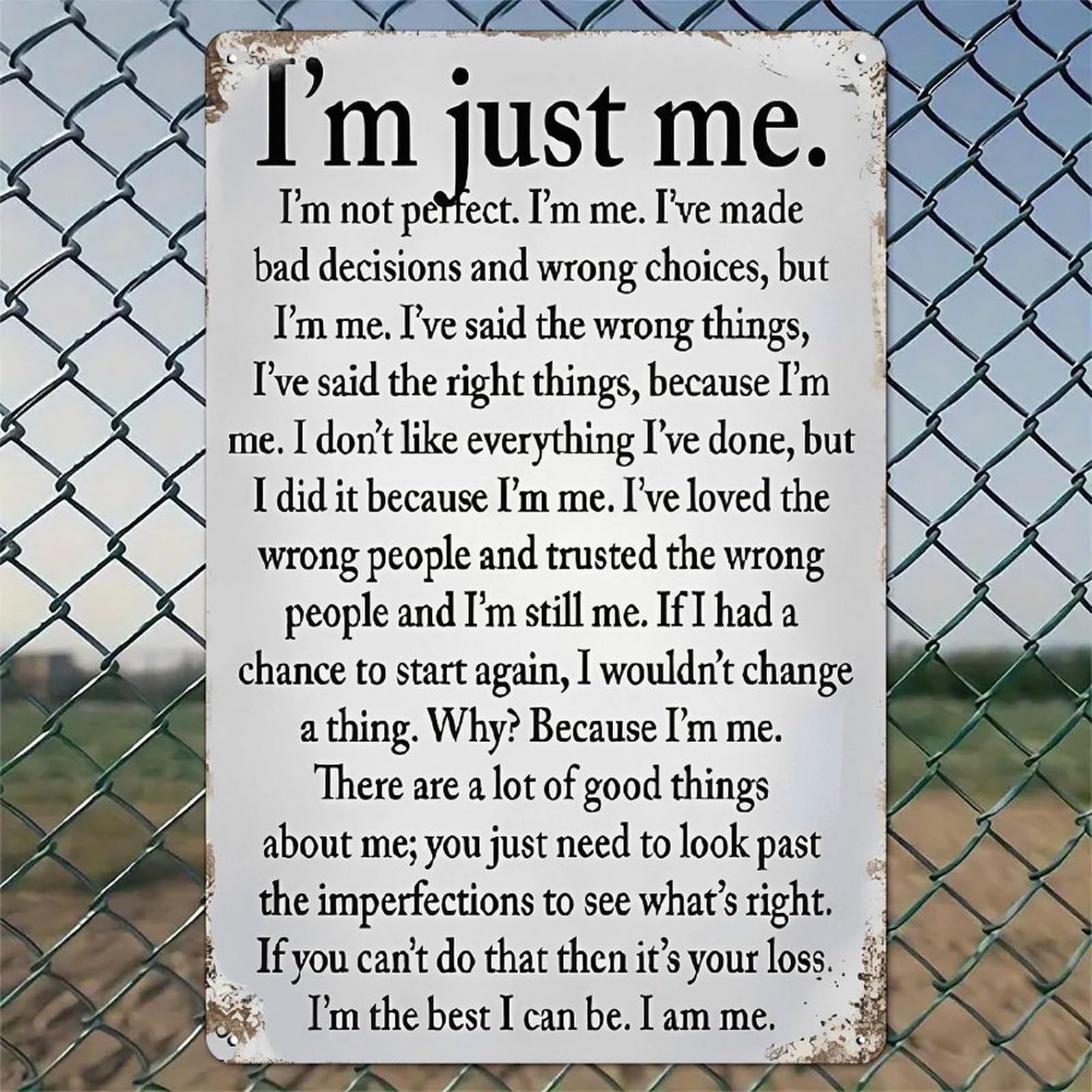 Selfacceptance Affirmation Quote On Rustic Background Rustic Aluminum Wall Art & Metal Tin Sign - 8x12in Vintage Indoor Outdoor Decor for Home, Office, Cafe, Yard & Garden，Farm