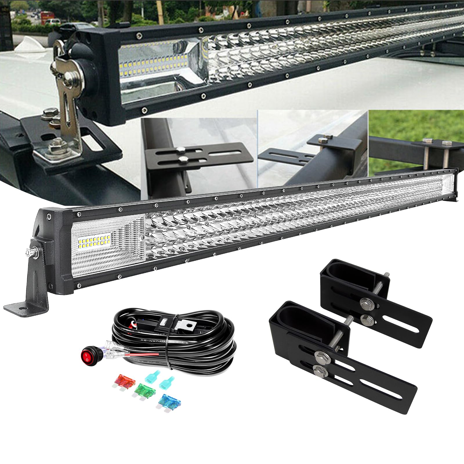 Willpower 52 Inch 675W Tri Row LED Work Light Bar - Flood Spot Combo With Wiring