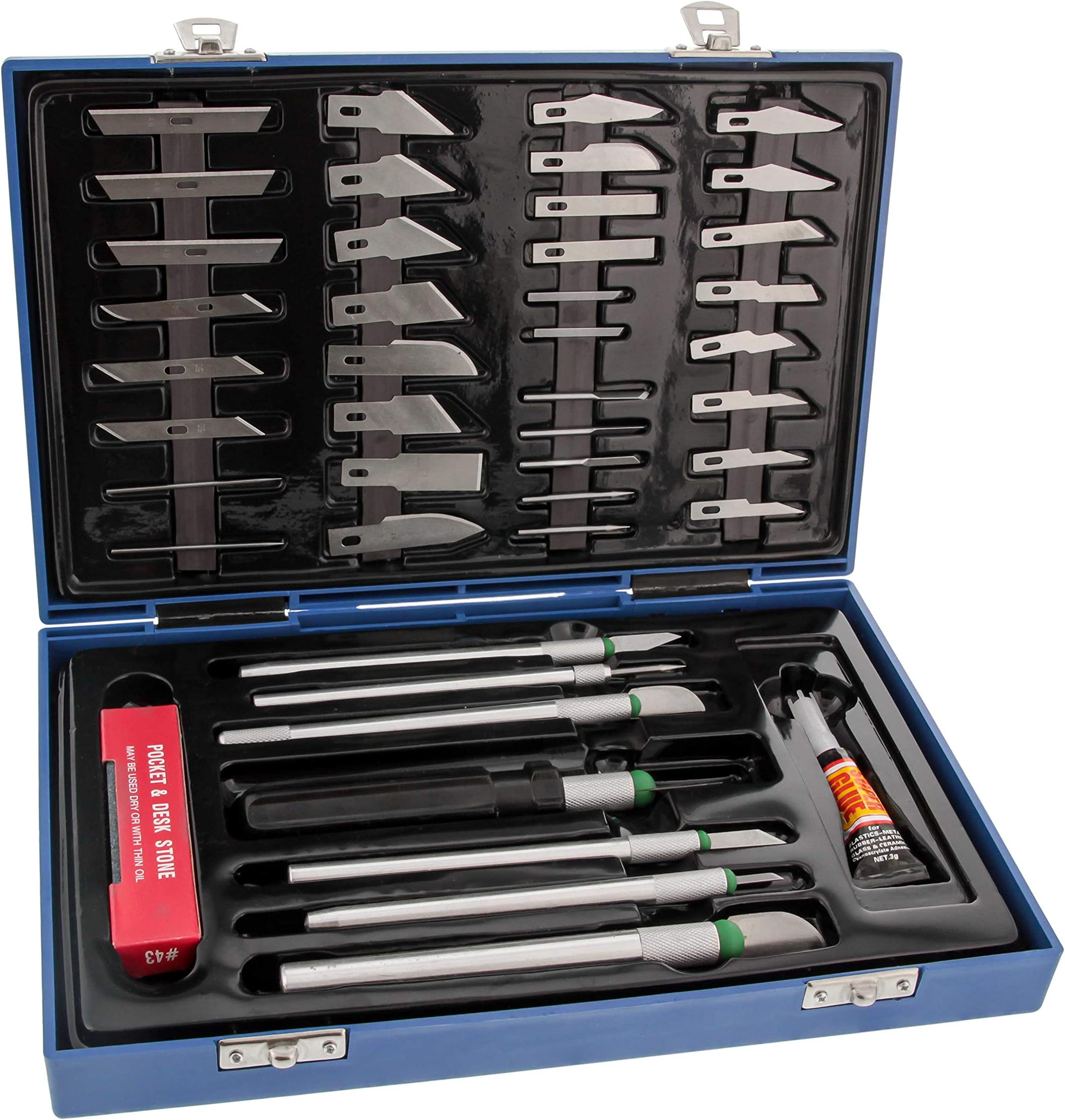 TCP Global® Deluxe Cutting Knife SET with Case Similar to Exacto - 56 Piece Precision Hobby Knife Set