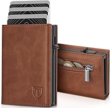 TENBST Geldbörse Herren Ultra Slim mit Kartenschub & RFID - Portmonee Kartenetui Geldbeutel für 8 Karten/Bargeld/Münzen 80% Dünner - Flugzeug Alu & Kunstleder in Geschenkbox