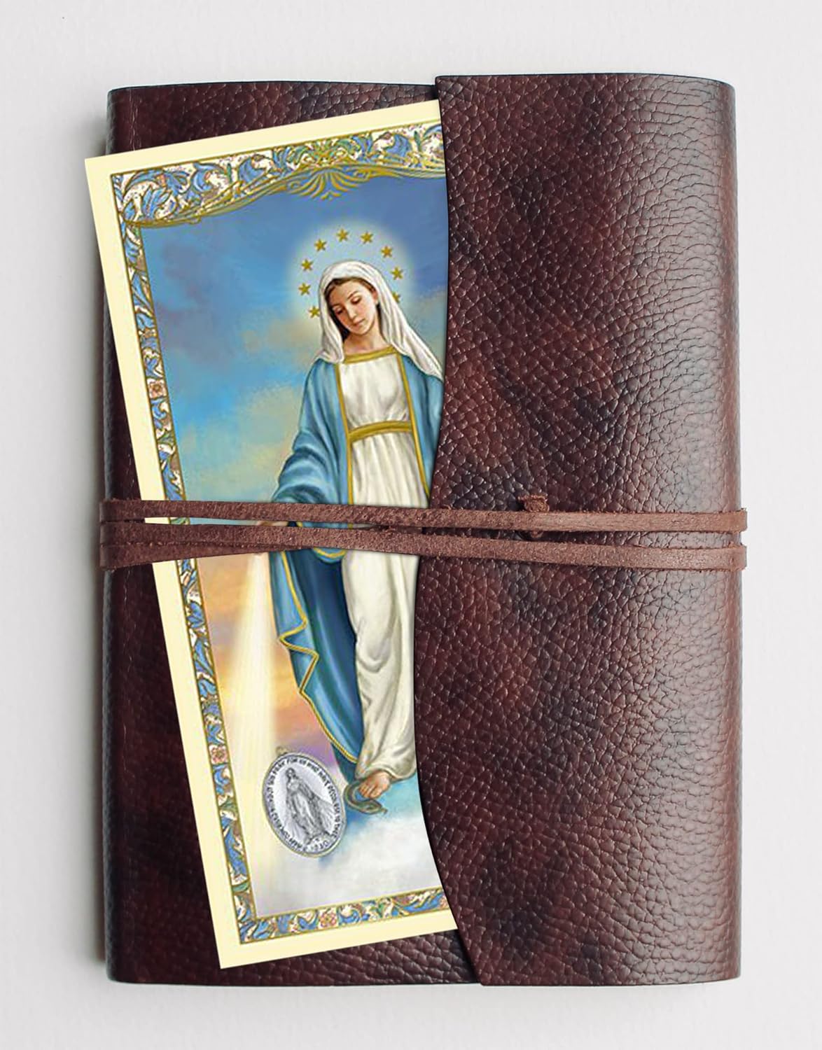 Miraculous Medal Bracelet with Miraculous Medal Prayer Card, The Lord's Prayer Card - Stretch Miraculous Bracelet with Guardian Angel Dangle - Miraculous Medal Bracelet For Women Set of 3 Items - Image 3