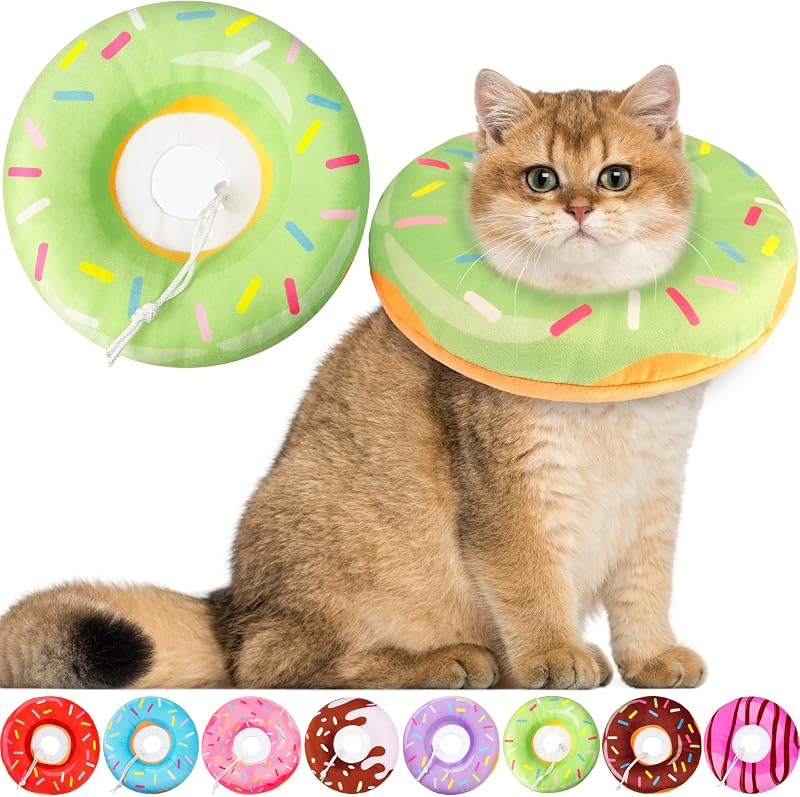 Colar Cone de Recuperação para Gatos Hpetppy em Formato de Rosquinha, Macio e Ajustável, Tamanho Grande