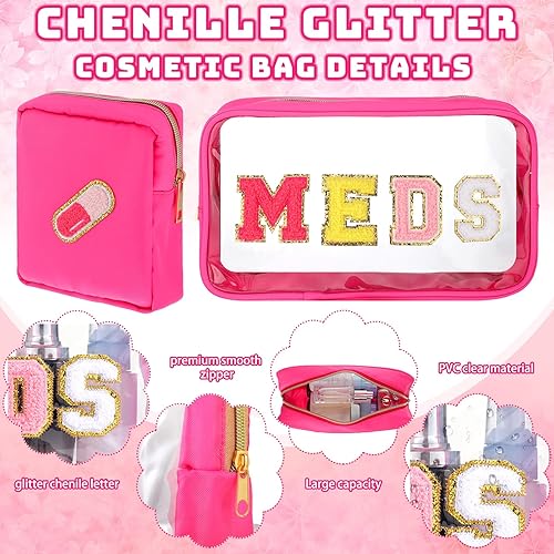 Miniatura 5 de Hillban 2 bolsas de regalo para medicina de Navidad, de chenilla, de nailon transparente, portátil, para viajes, PVC, transparente, mini bolsa de