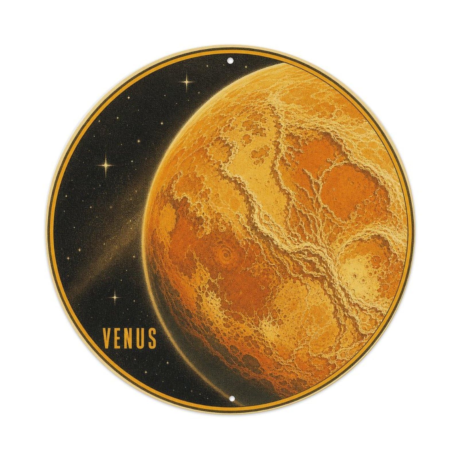 Space Exploration Astronomy Venus Golden Planet Cosmos Metal Tin Sign