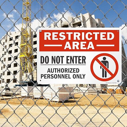 Miniatura 10 de SmartSign Letrero de metal con símbolo "Área restringida - No entrar, solo personal autorizado" de 12 x 18 pulgadas con símbolo, aluminio laminado