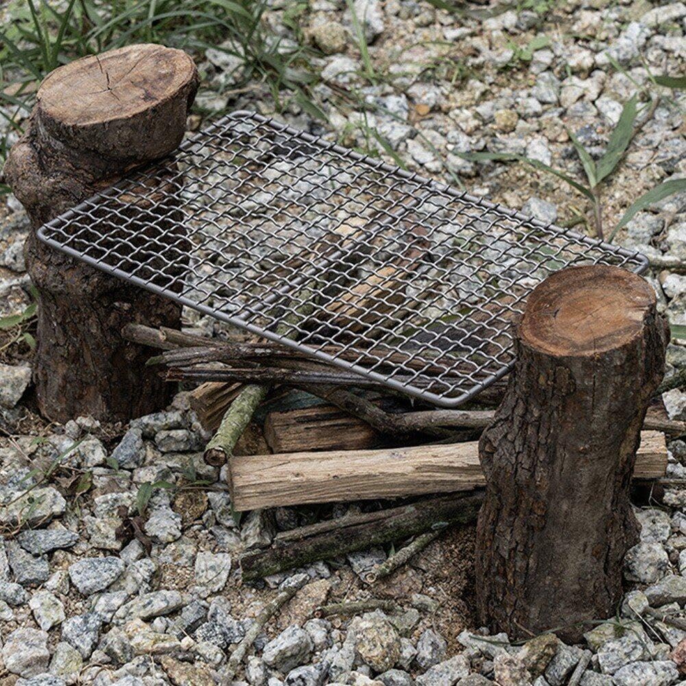 Support De Gril en Titane pour L'extérieur, Plaque De Filet De Gril À Charbon De Bois, Support De Pot De Camping, Cuisson, Support Pare- De Refroidissement, Fourniture De Barbecue pour