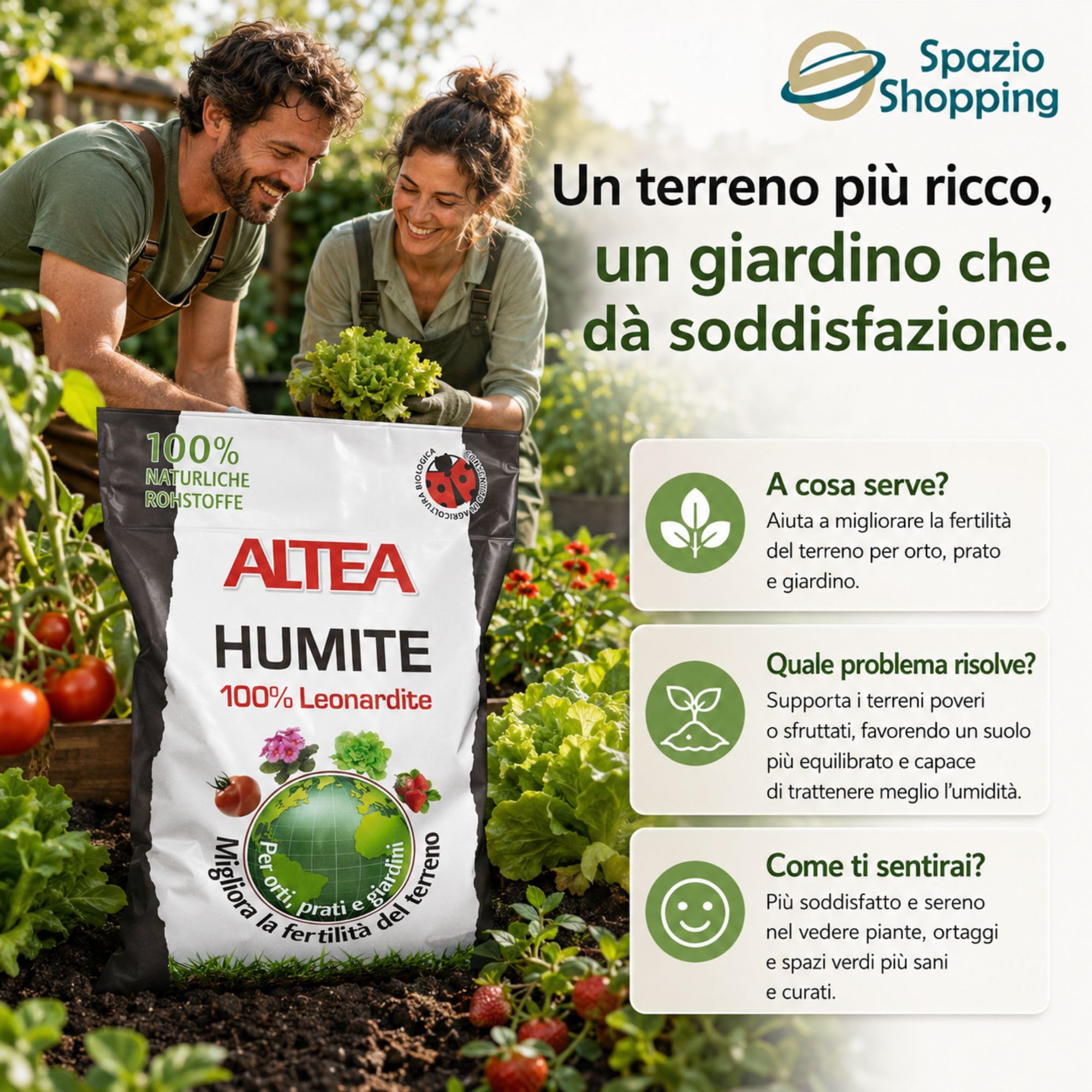 Altea Humite - Leonardita 100% para césped, huerto y jardín, mejora la fertilidad del suelo, ácido húmico y ácido fúlvico, saco de 5 kg (2) | Fertilizante para huerto, césped y jardín, mejora la fertilidad del suelo, 68% de materia orgánica, con ácidos hú