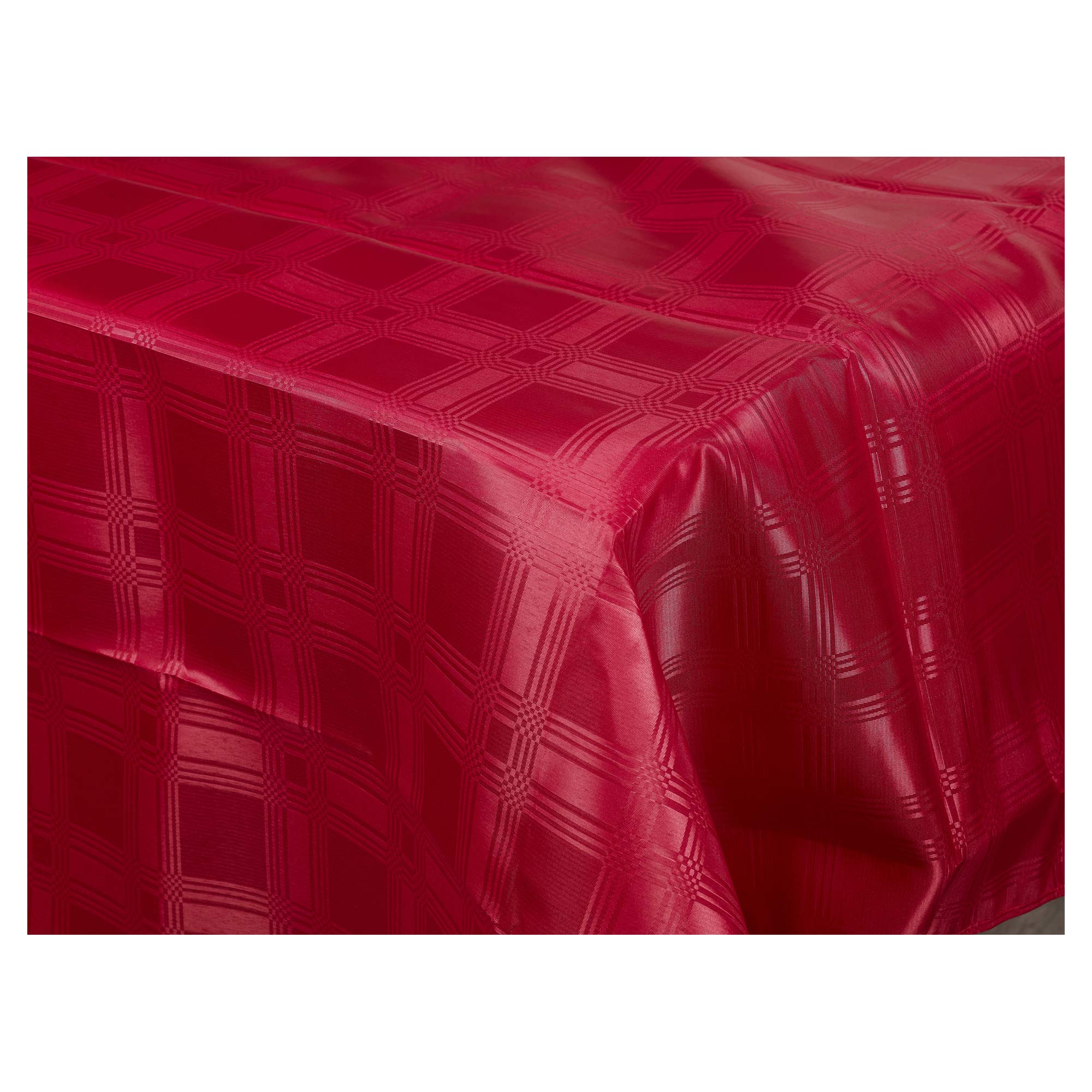 Urbnliving Red Checkered Decorative Damask Rectangle Tablecloths Covers Oblong Tableware Dinning Table Cloth Décor (220 X 150Cm, )