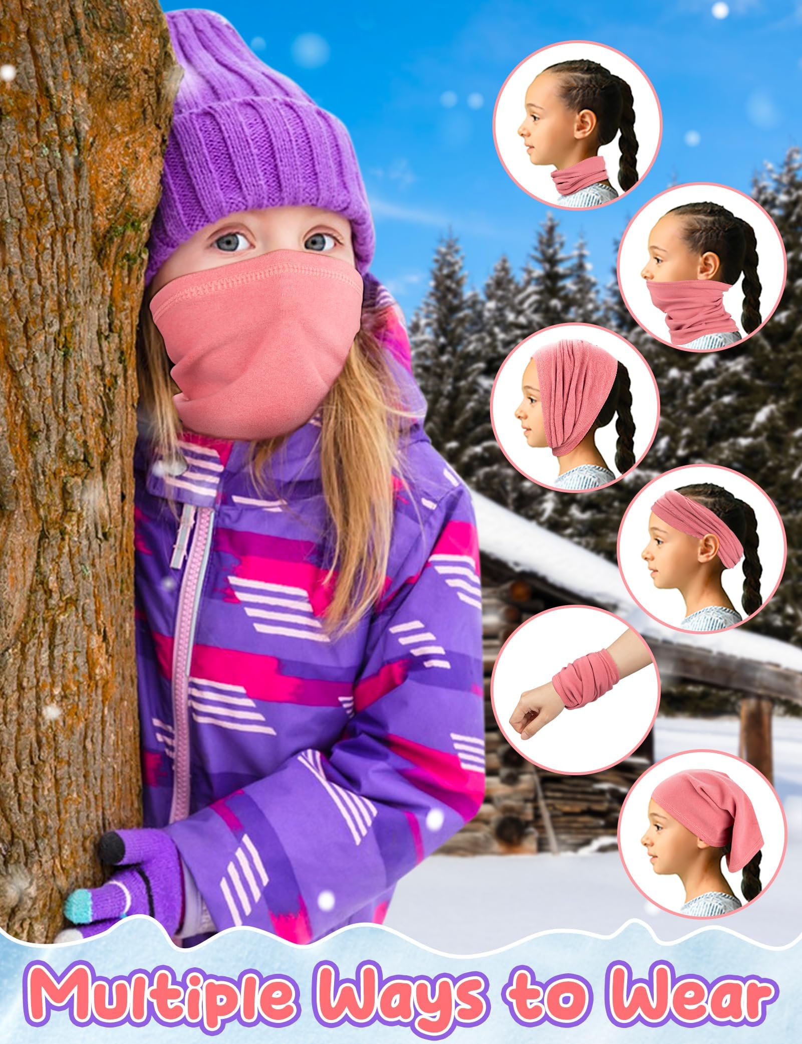 Kiiwah Bufanda de Invierno Cálido Multifunción a Prueba de Viento para Niño Niña