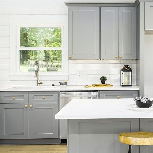 Miniatura 87 de Ravinte Paquete de 50 pomos de gabinete de cocina de 1-1/4 pulgadas, pomos redondos sólidos para cajones de aparador, pomos de tocador negro mate