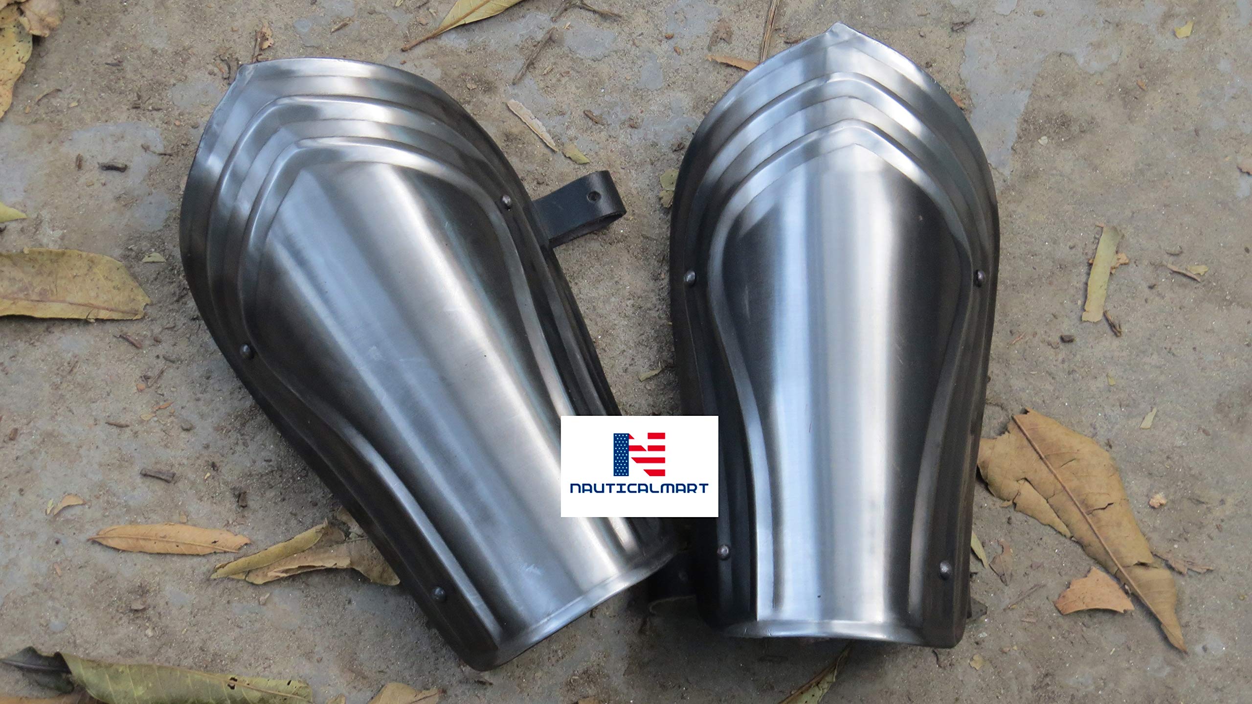NauticalMart LARP Fantasy Blackened Steel Bracers Medieval Arm Armor Set of 2