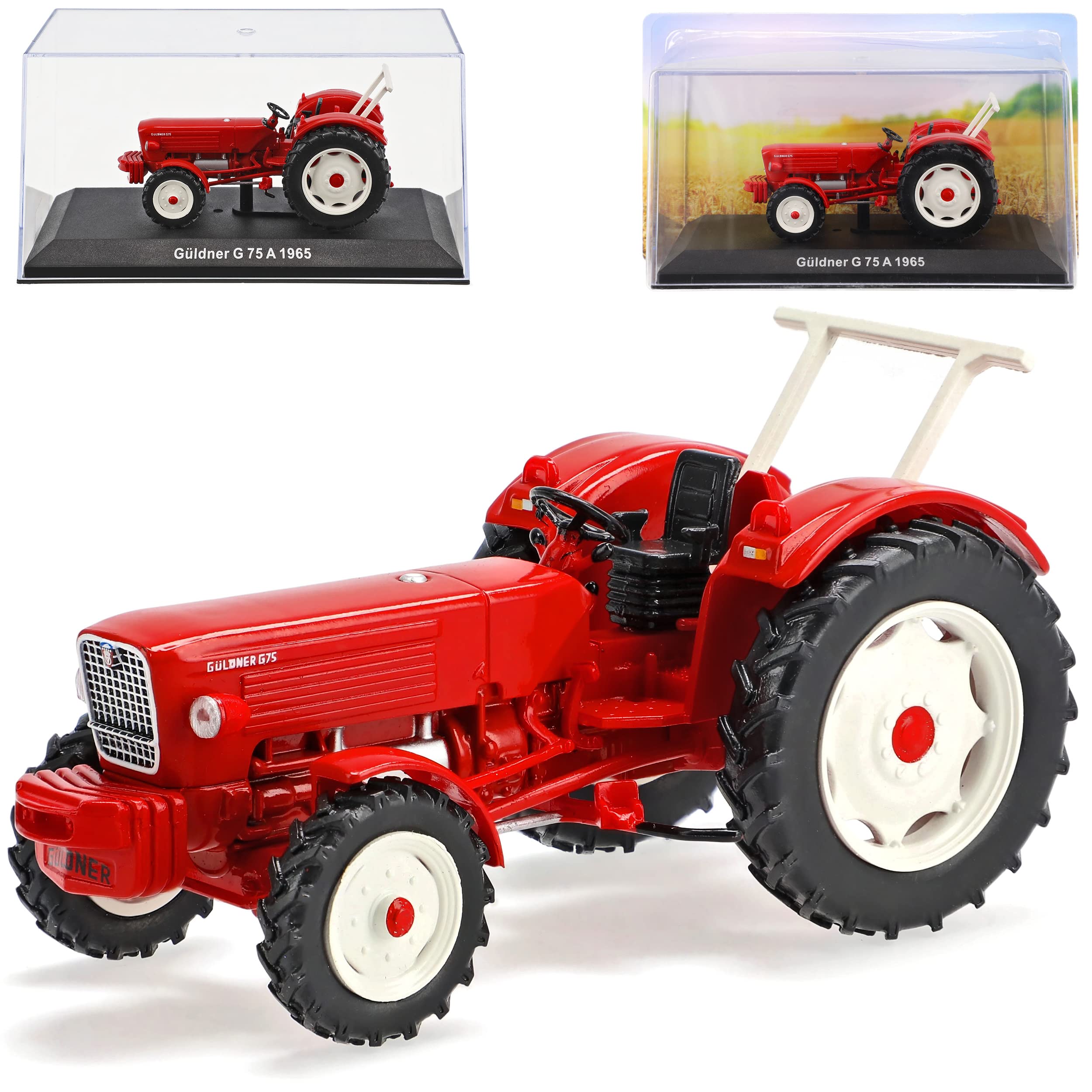 1:43 EDICOLA Guldner G75A Tractor 1965 Con Vetrina With Showcase Red White Thc G1627015.1.5.337.gp.94082