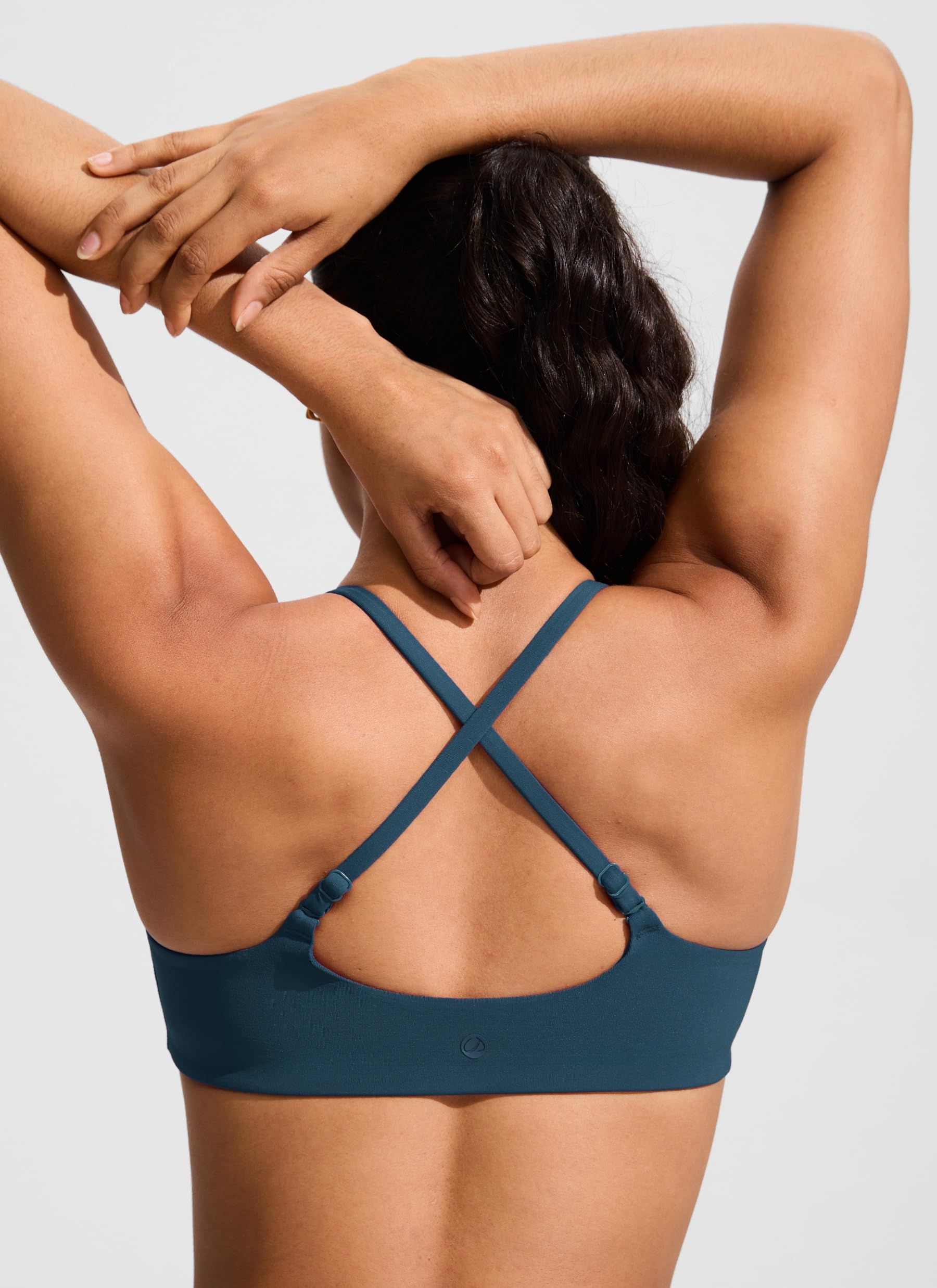 CRZ YOGA Top de Bikini para Mujer Tirantes Finos Ajustables Tops de baño Escote Redondo Acolchado