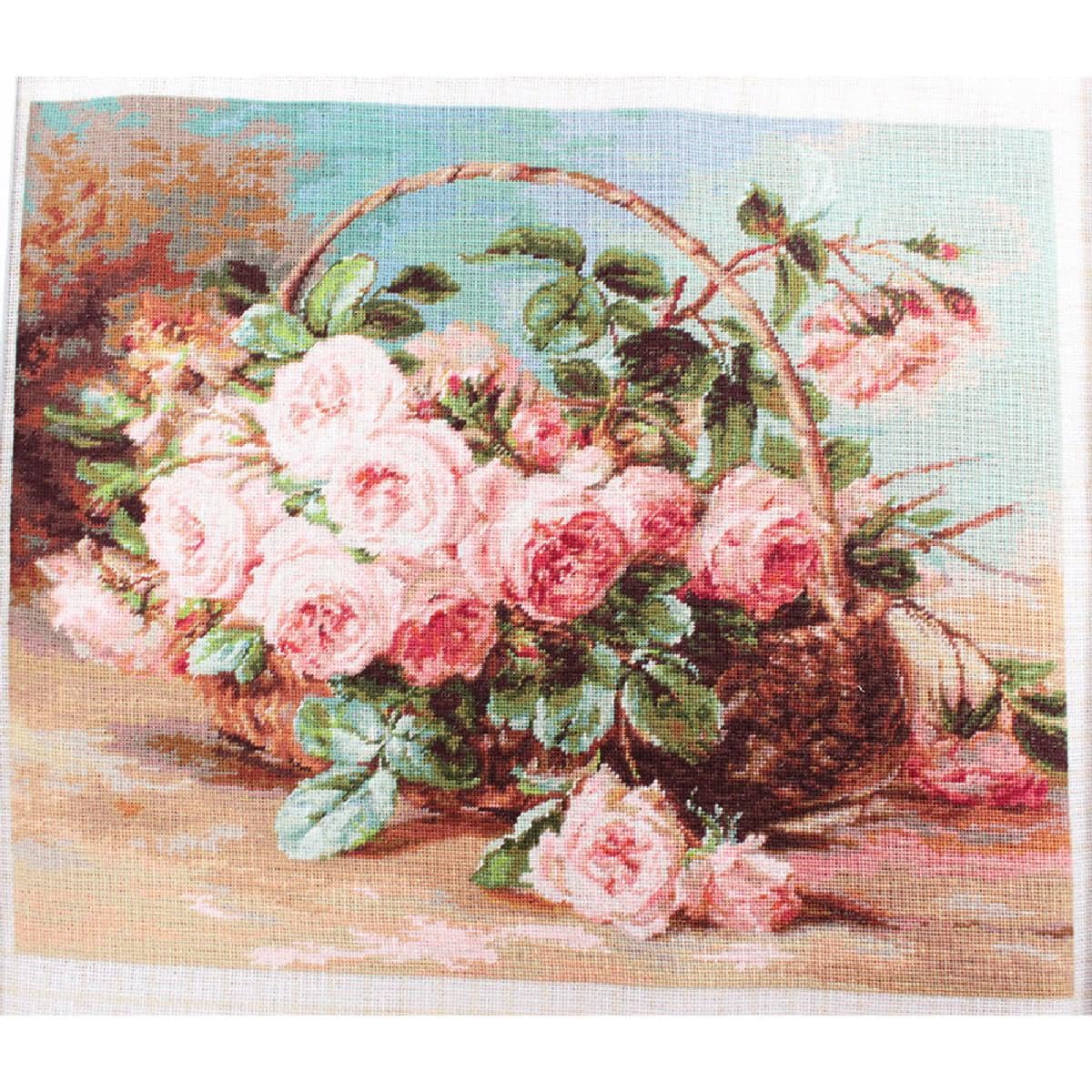Luca-S counted Tappiserie kit ""Basket of Roses"", 30x24cm, DIY