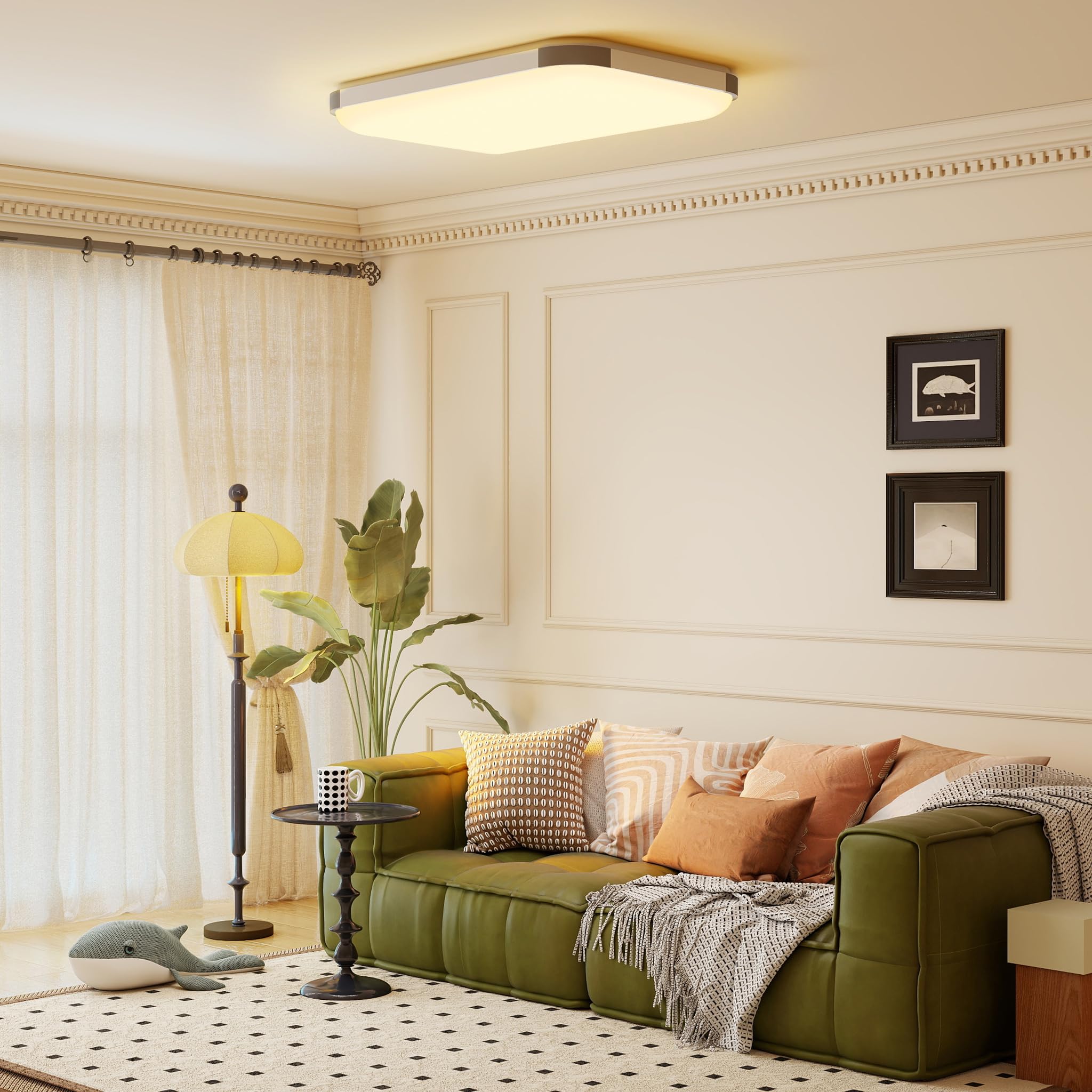 LZQ Plafoniera a LED dimmerabile, Lampadario Soffitto, 72 W con telecomando, 3000 K-6500 K, lampada da soffitto a LED, dimmerabile, per soggiorno, camera da letto, cucina, sala da pranzo, bagno
