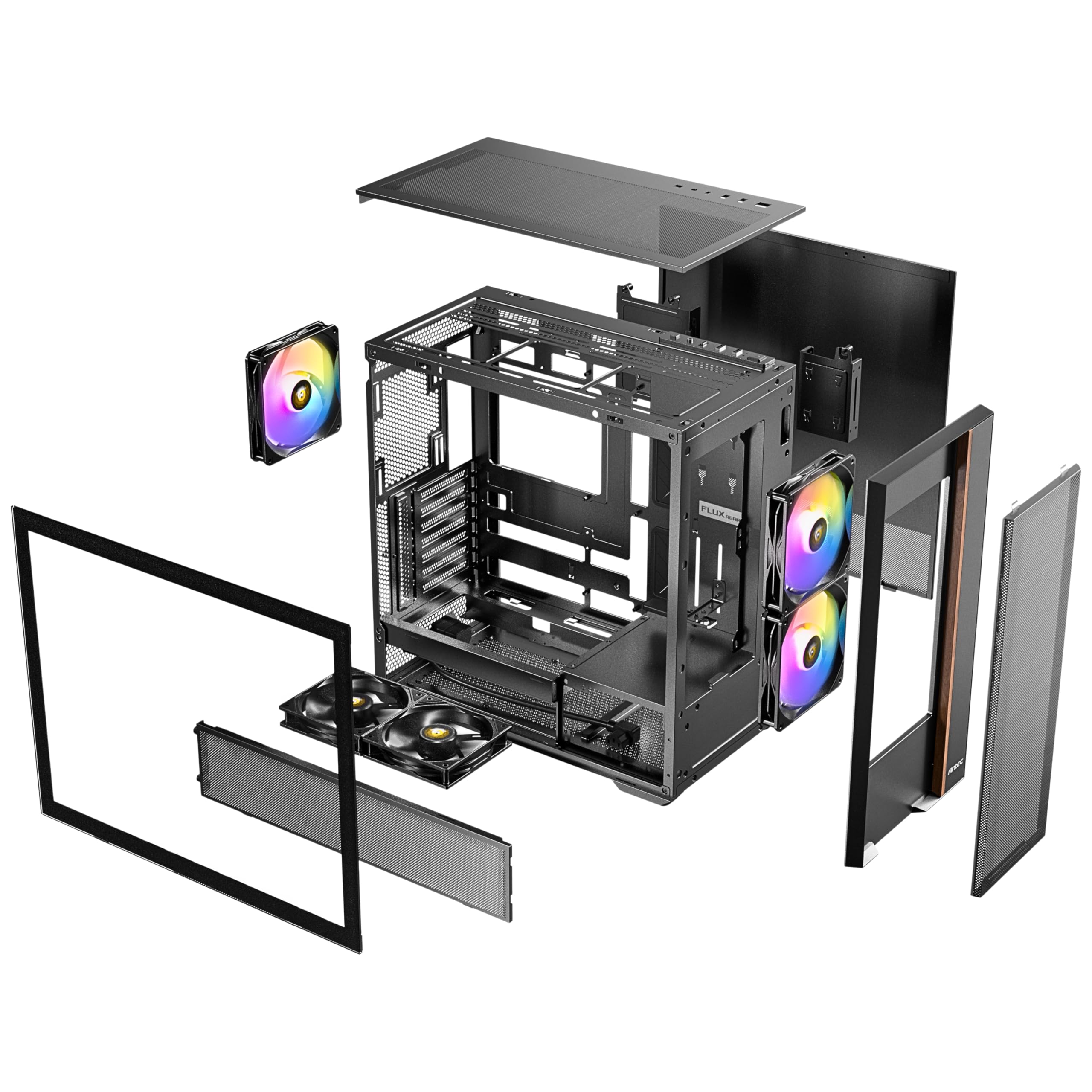 ANTEC Flux Rear ATX/Micro-ATX/ITX Boîtier Midi Tower PC, Noir