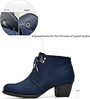 Vista 2 de VJH confort Botines para mujer, con cordones, punta redonda, cómodos, de tacón bajo, con cremallera lateral