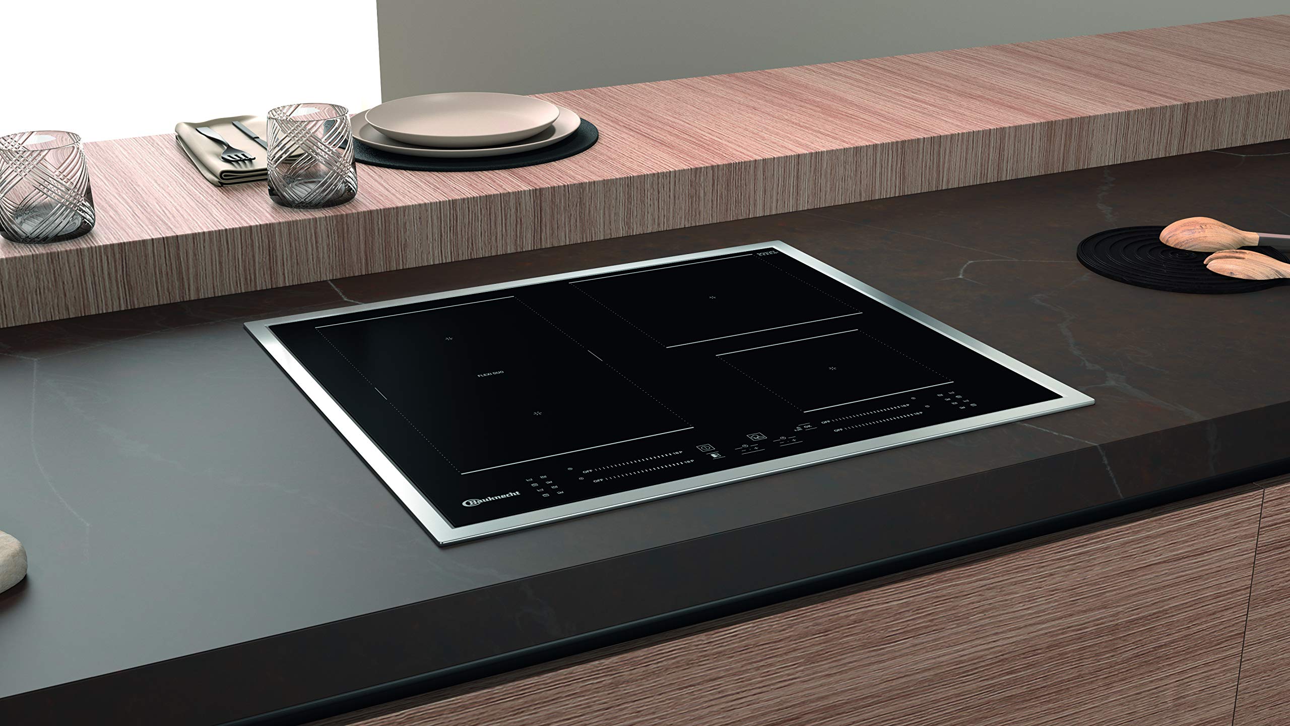Bauknecht Plaque de cuisson à induction BS 7160C FT/Flexi Duo/Booster/Direct Access Touch Control/Indicateur de chaleur résiduelle/Cadre plat en acier inoxydable 50,7 x 67 x 54 cm