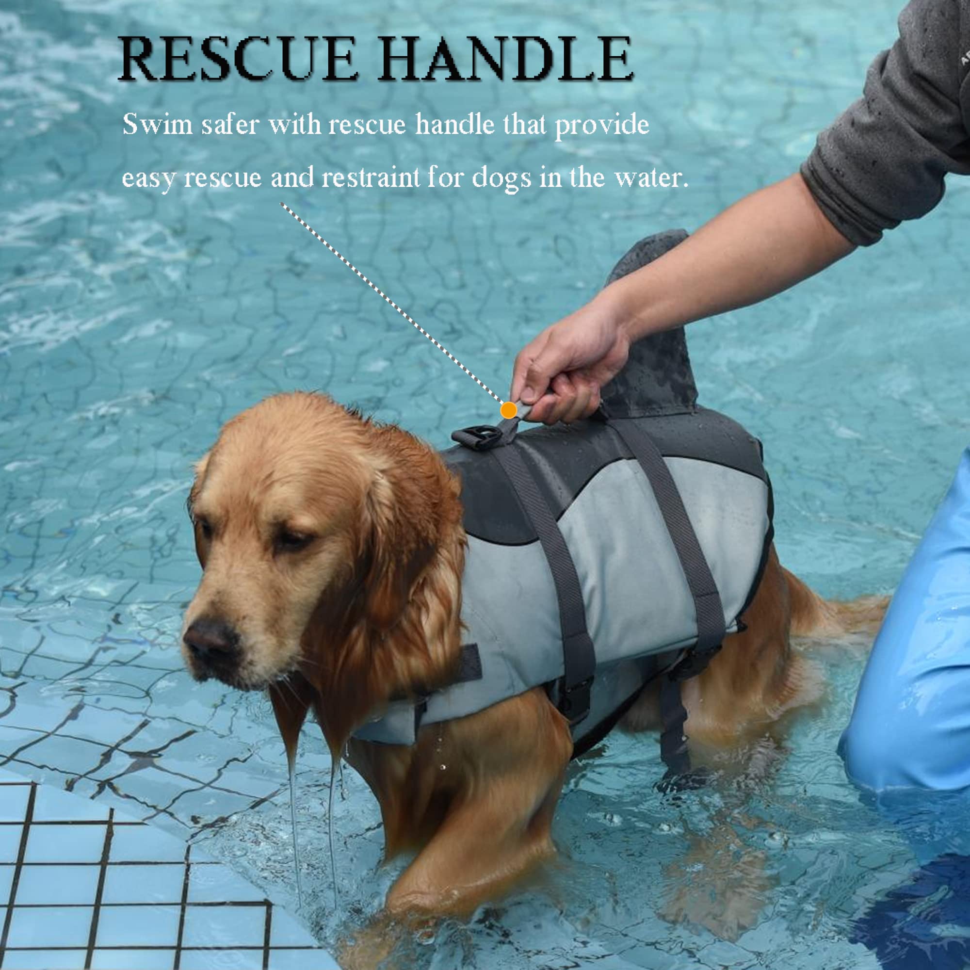 Dogcheer Gilet de sauvetage pour chien de grande taille - Gilet de sauvetage réglable pour animal domestique - Gilet de flottaison pour piscine, plage, bateau