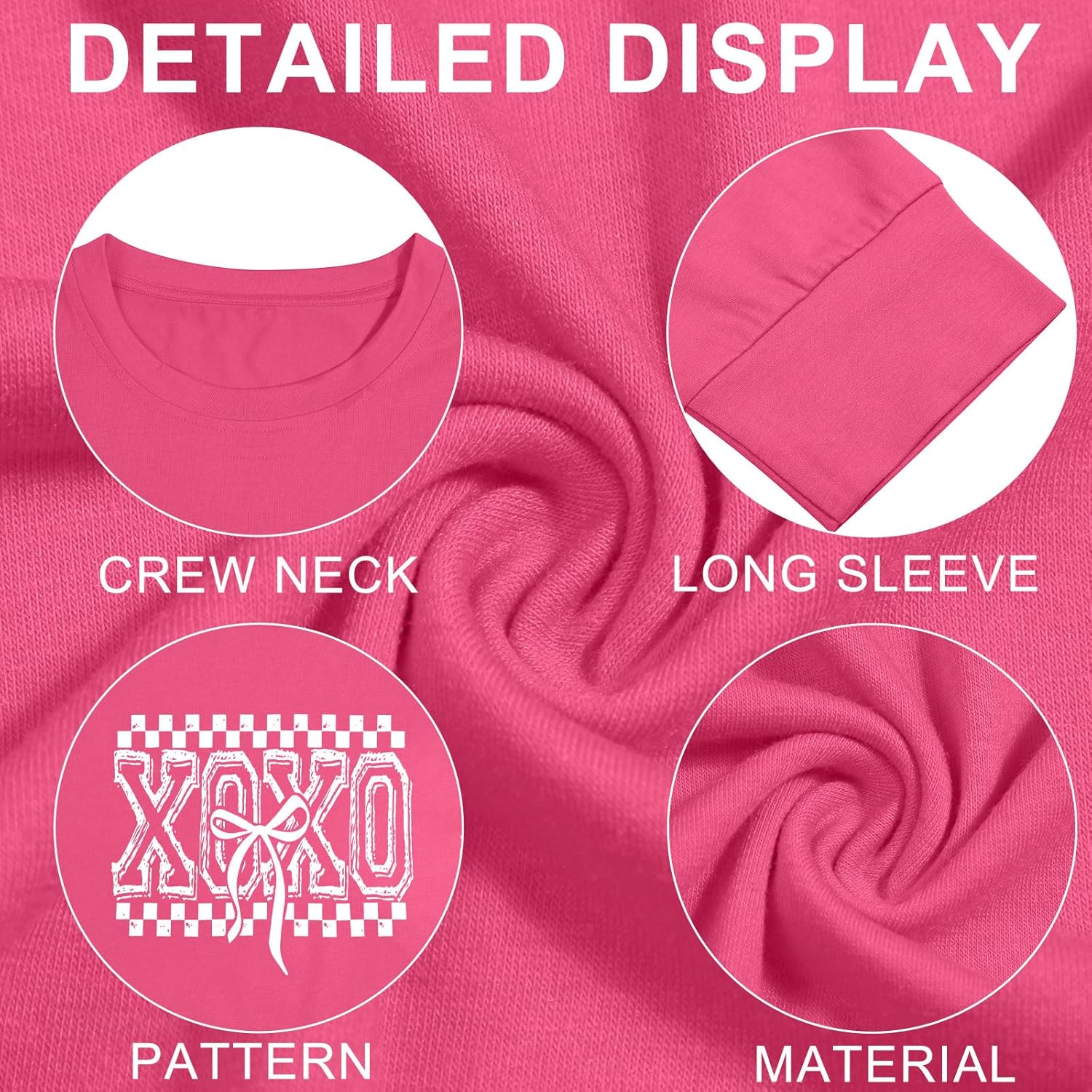 JINTING Valentines Day Shirts Women Heart Shirt Love Graphic Top Valentines XOXO Print Crewneck Long Sleeve Top - Image 7