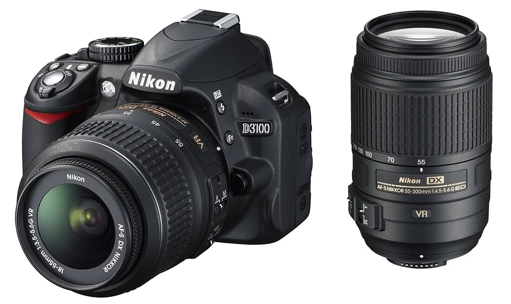 Nikon D3100/ DX VR 18-55mm G (良品） Nikon D3100 Fotocamera Reflex con Obiettivi 18-55 VR e 55