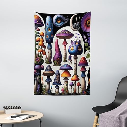 Miniatura 298 de Ambesonne Tapiz gótico, patio con hiedra encantada en la puerta antigua al bosque, colgante de pared ancho para dormitorio, sala de estar, 2-Verde