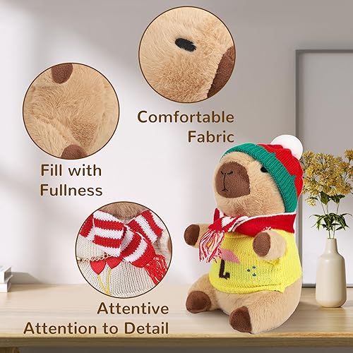 Miniatura 24 de Capybara - Peluche con sombrero de fresa, peluche de Capybara, lindo juguete de peluche para decoraciones de cumpleaños para niñas y niños