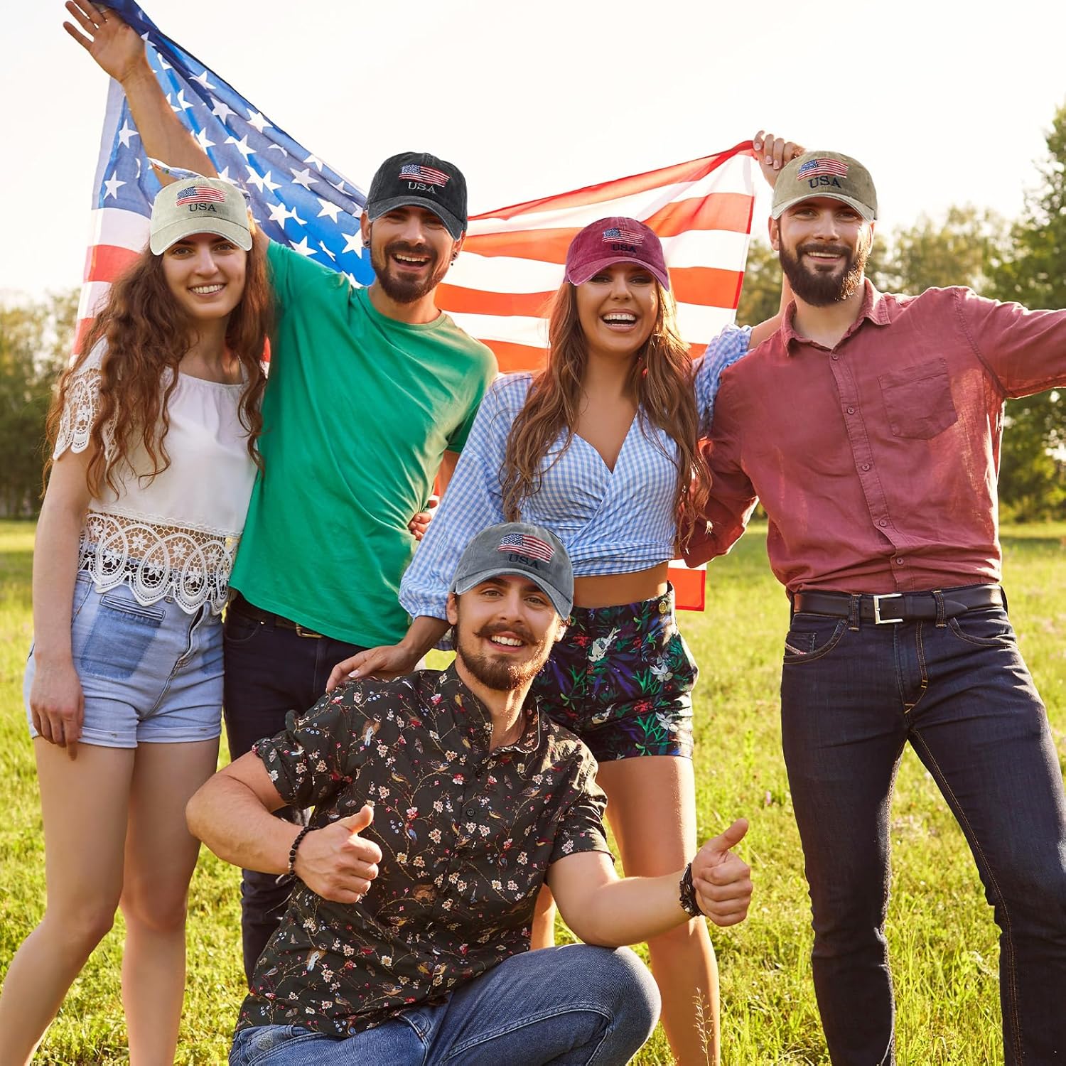 Tarpop 6 Pcs American Flag Baseball Cap 250th Anniversary Tactical USA Flag Hats Adjustable Washed Us Cap for Women Men - Image 6