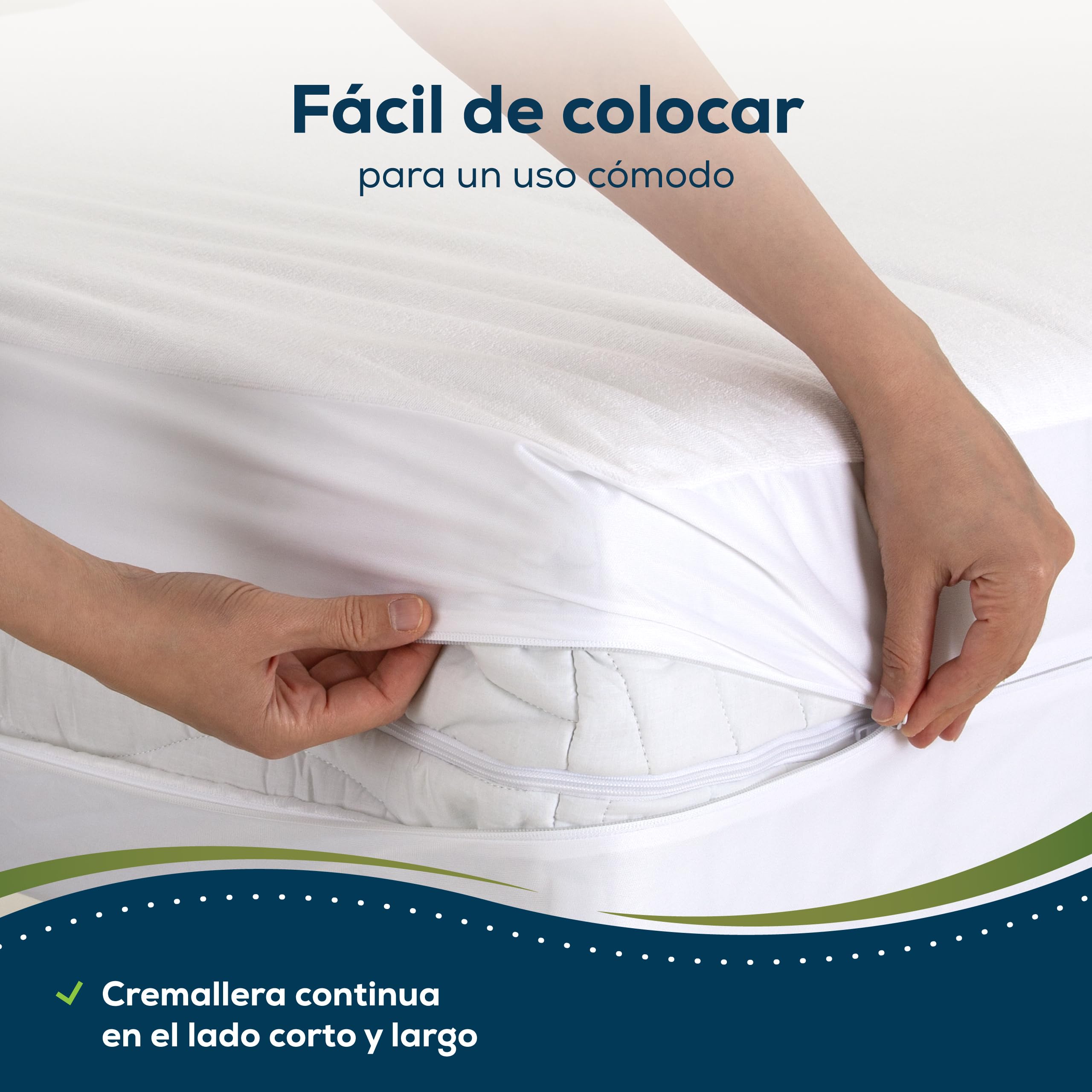 Sensalou Protector de Colchón 180x200x25 cm Impermeable y Anti Ácaros | Funda encasement con cremallera para alérgicos contra chinches, protector de rizo suave, silencioso y lavable a 95 °C
