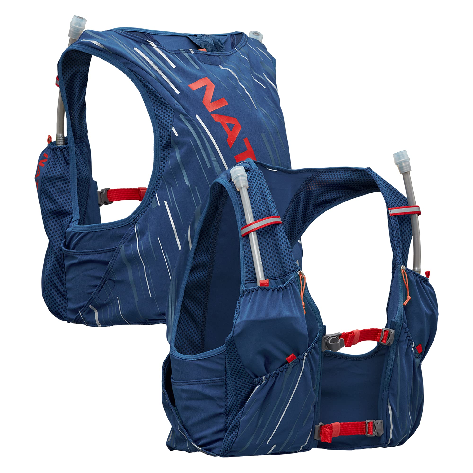 NathanPinnacle 4L Hydration Pack/Running Vest - 4L Capacity with Twin 20 oz Soft Flasks Bottles. Hydration Backpack for Running Hiking. Men/Women/Unisex