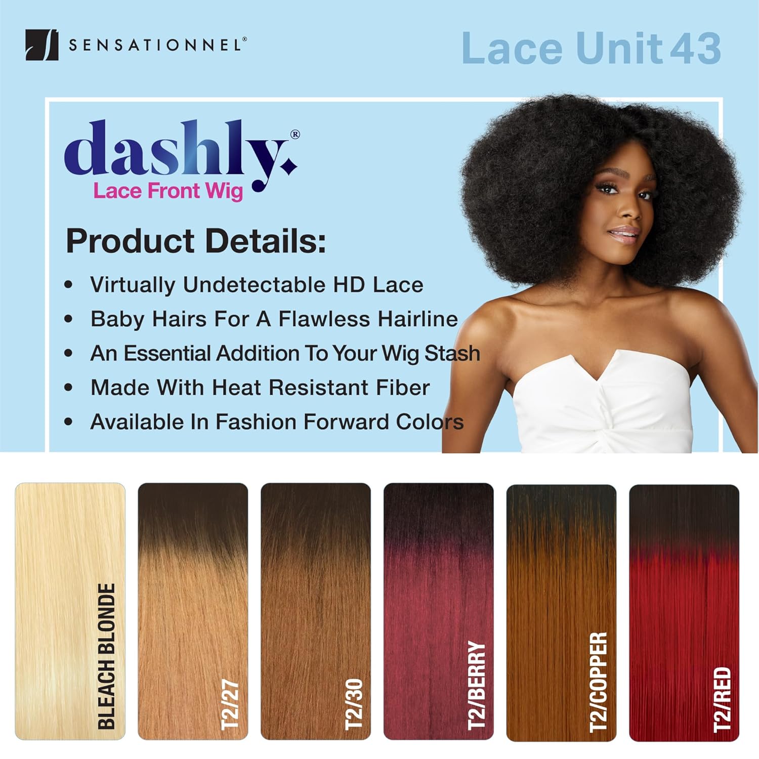 Sensationnel Dashly Lace Front Wig - Unit 43 Hand Tied Laceparting Ear to Ear Synthetic (BLEACHBLONDE)