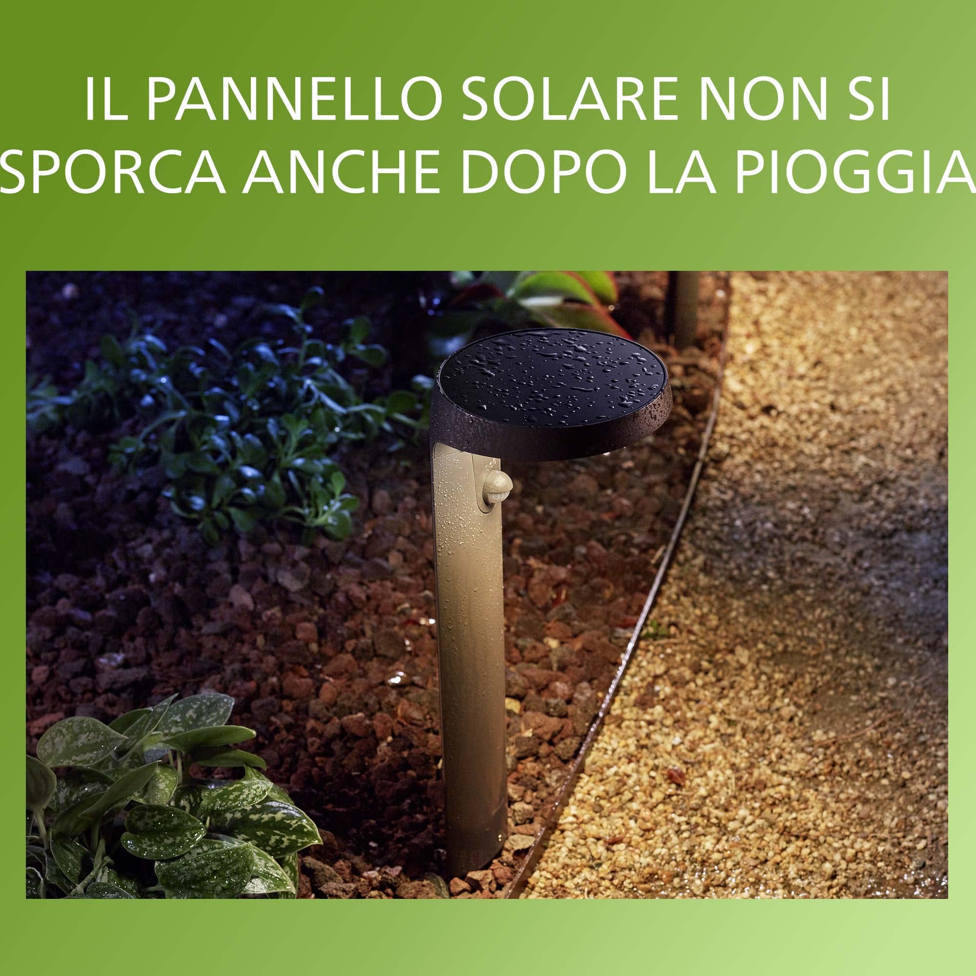 Philips LED Tyla, Paletto Alto da Esterni a Energia Solare, Luce Naturale, Sensore di Movimento Integrato, IP44, 1.2W