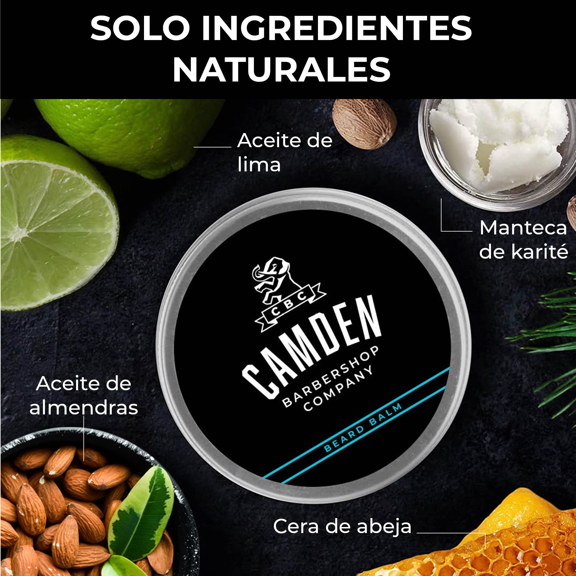 CAMDEN Kit para el cuidado de la barba para hombre ● Set que incluye un aceite, un bálsamo, un cepillo y un peine ● Regalos originales