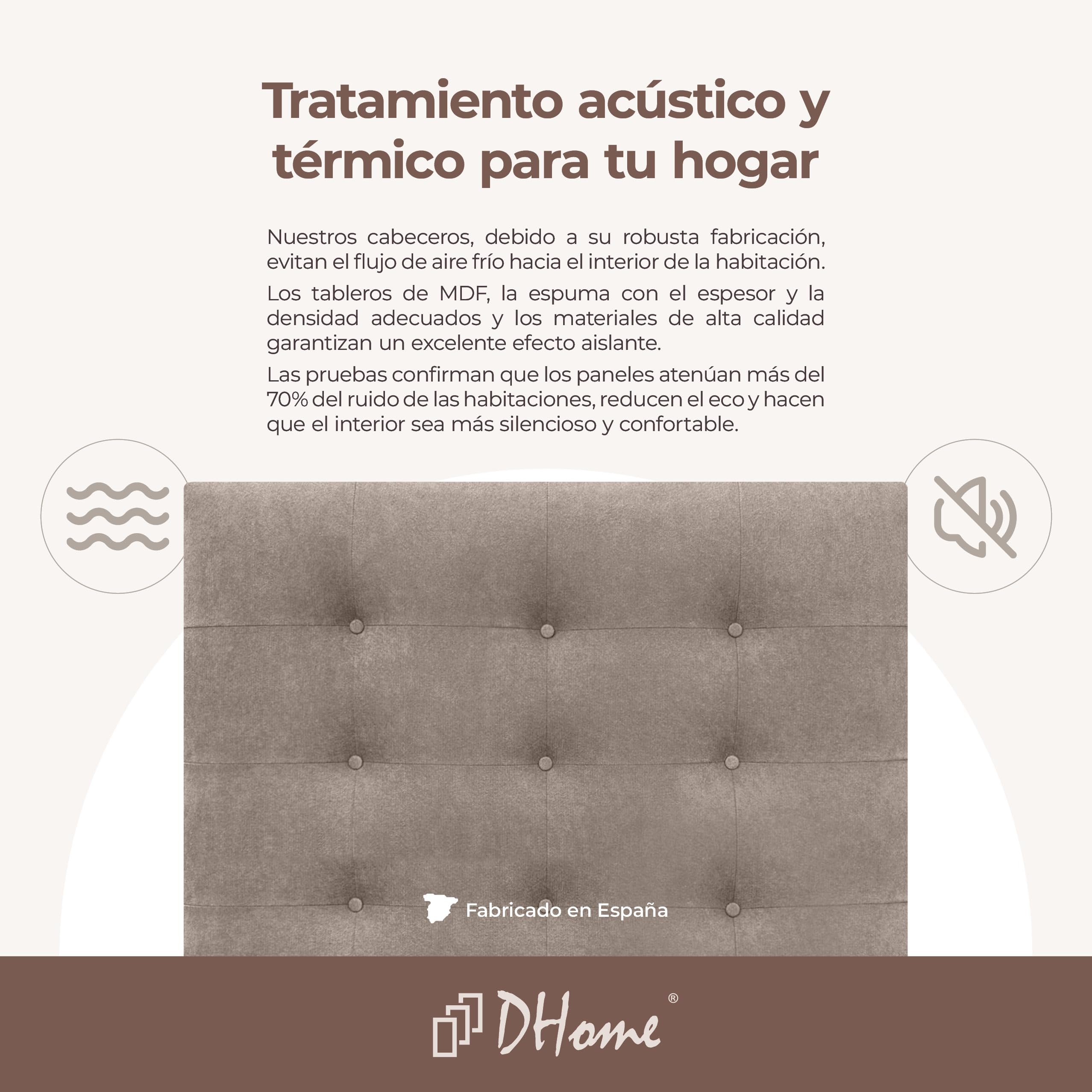 DHOME Cabecero Tapizado Capitoné Suelo 2 hileras Amplio de Tela Aqualine para Cama Matrimonio Cabezal Dormitorio (Tierra, 210cm Dual)