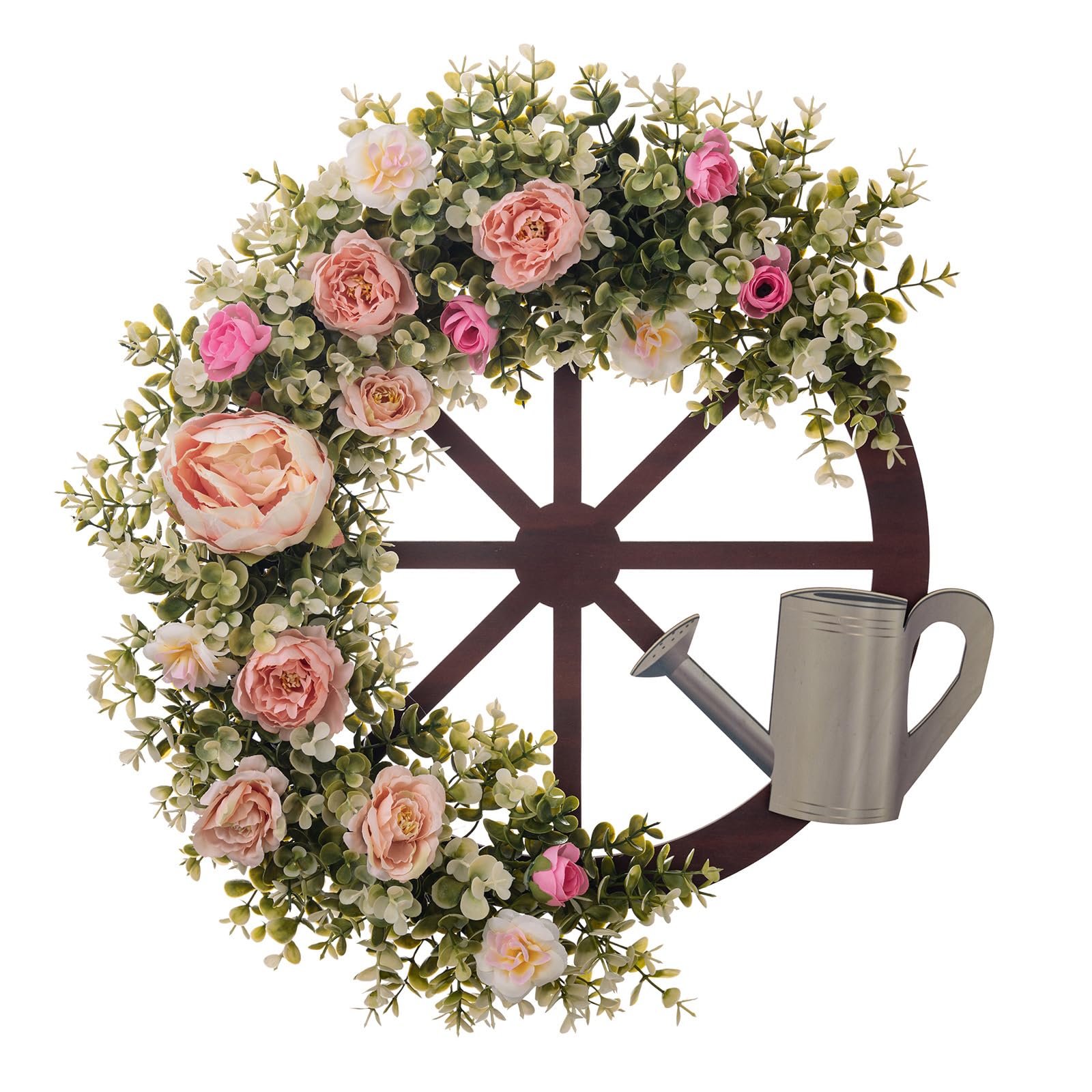 Artificial Chinese Rose Wreath Spring Wreath for Front Door, Window, Wedding Party, Indoor and Outdoor Decorations Hanging